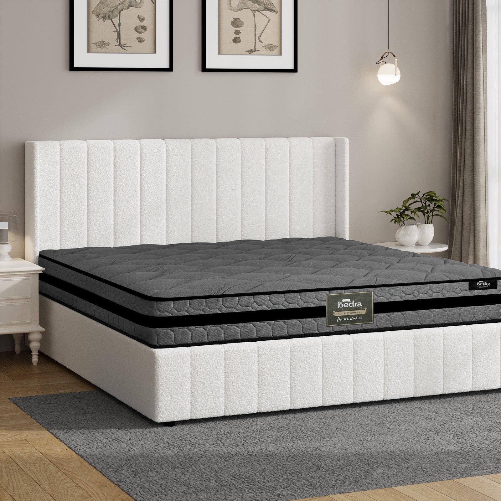 Oikiture Bed Frame King Size Gas Lift Storage Boucle Beds W/ Mattress Set BILY - Sunyee