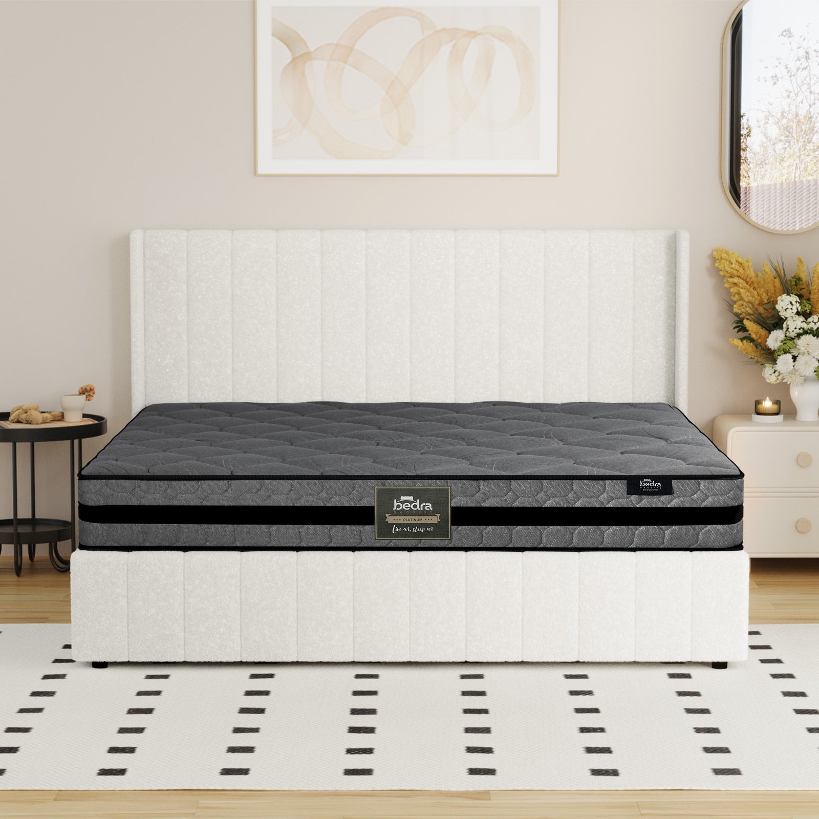 Oikiture Bed Frame King Size Gas Lift Storage Boucle Beds W/ Mattress Set BILY - Sunyee