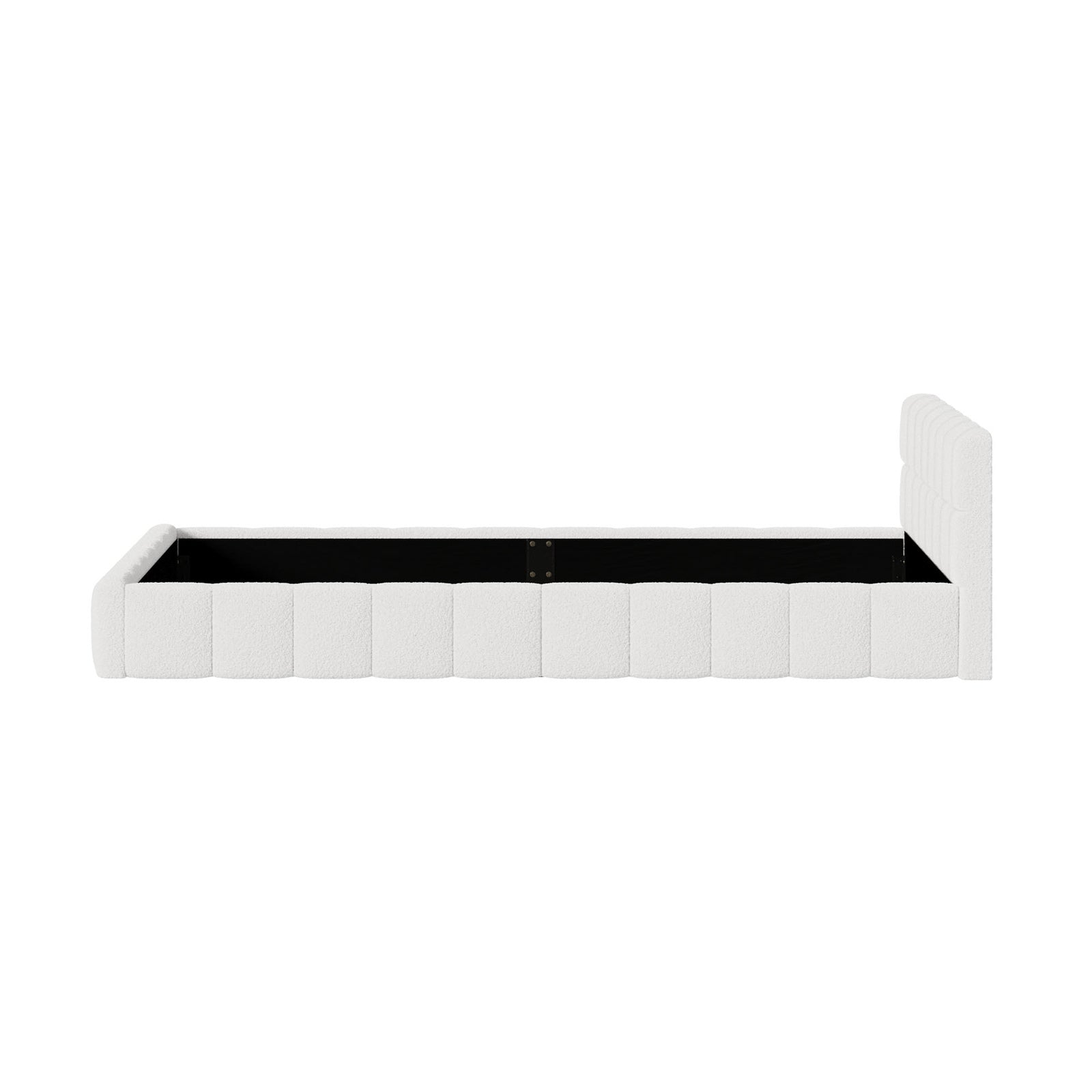 Oikiture Bed Frame Double Size Tufted Headboard White Boucle - Sunyee