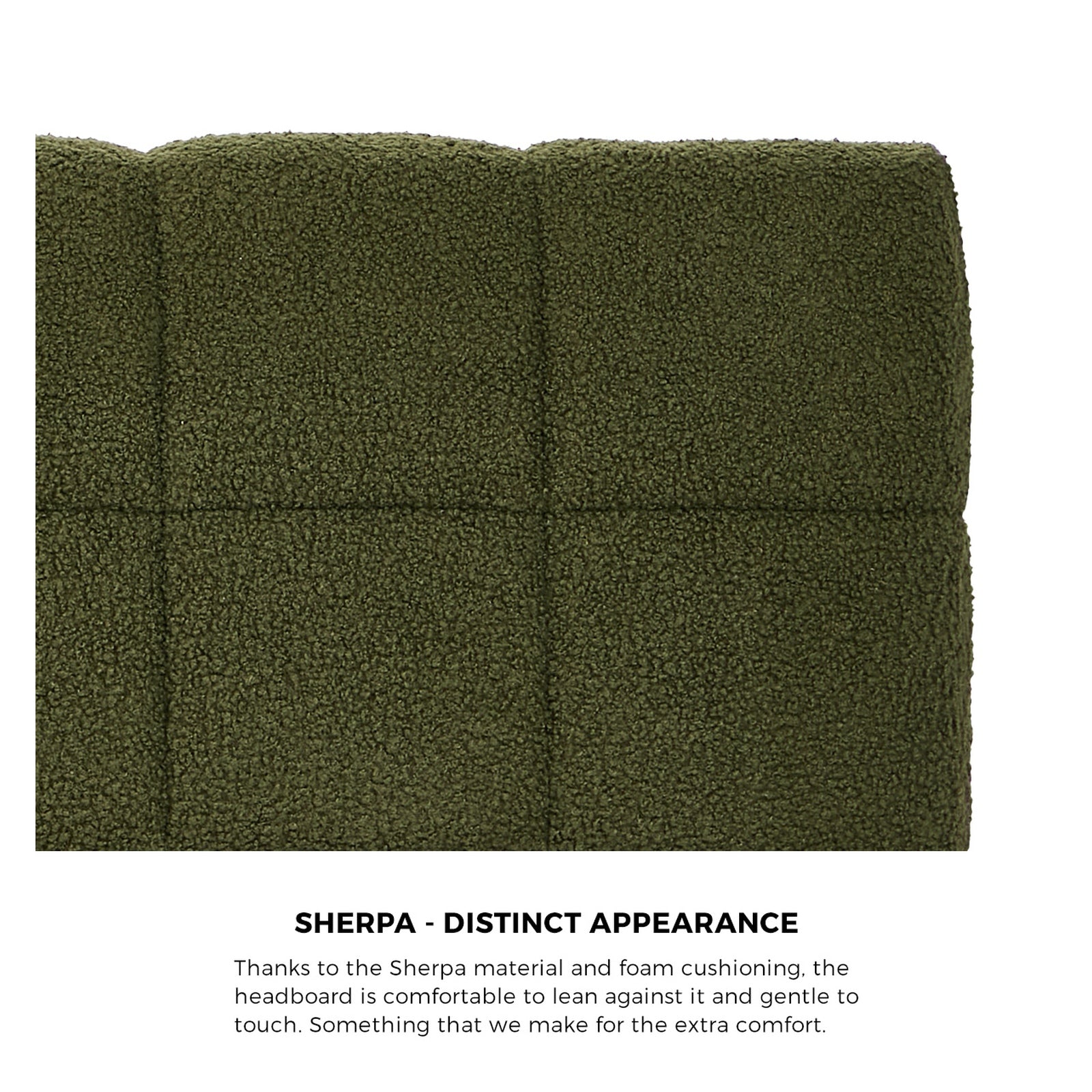 Oikiture Bed Frame Queen Double King Single Size Tufted Headboard Green Boucle - Sunyee