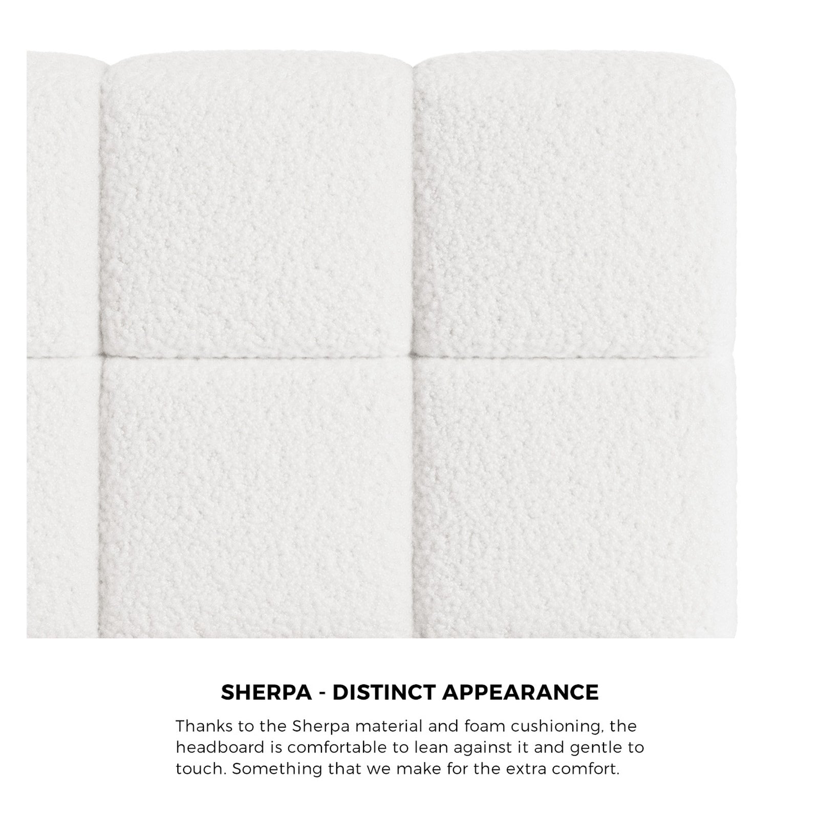 Oikiture Bed Frame King Single Size Tufted Headboard White Boucle - Sunyee