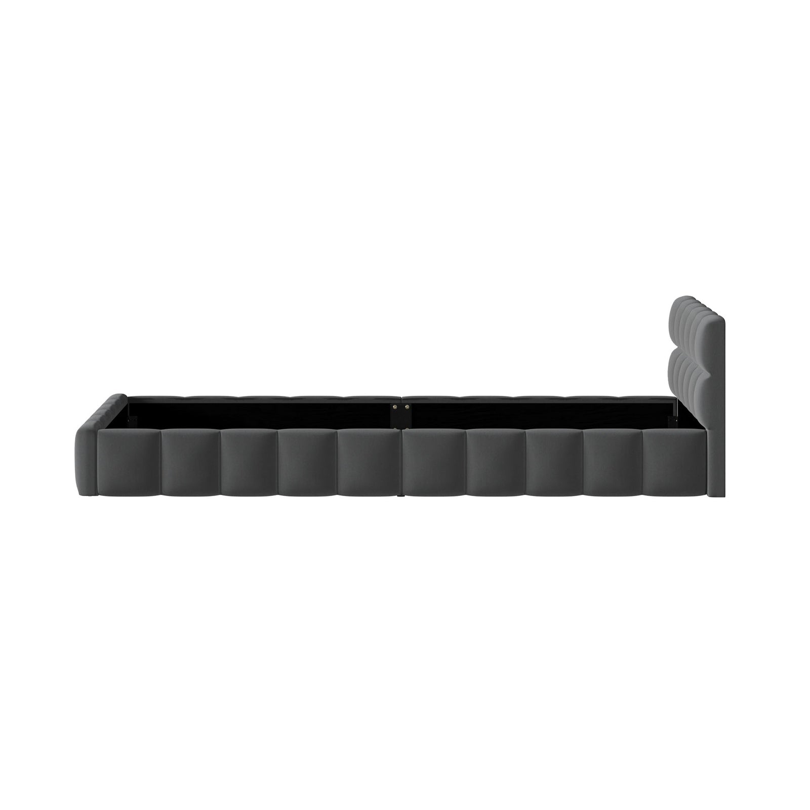 Oikiture Bed Frame King Single Size Tufted Headboard Grey Velvet - Sunyee