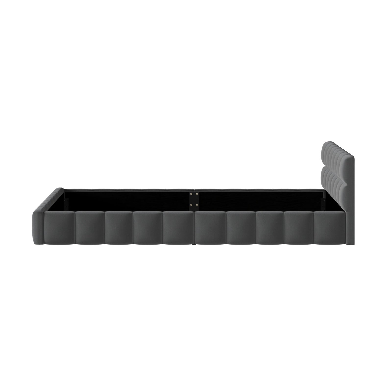 Oikiture Bed Frame Queen Size Tufted Headboard Grey Velvet - Sunyee