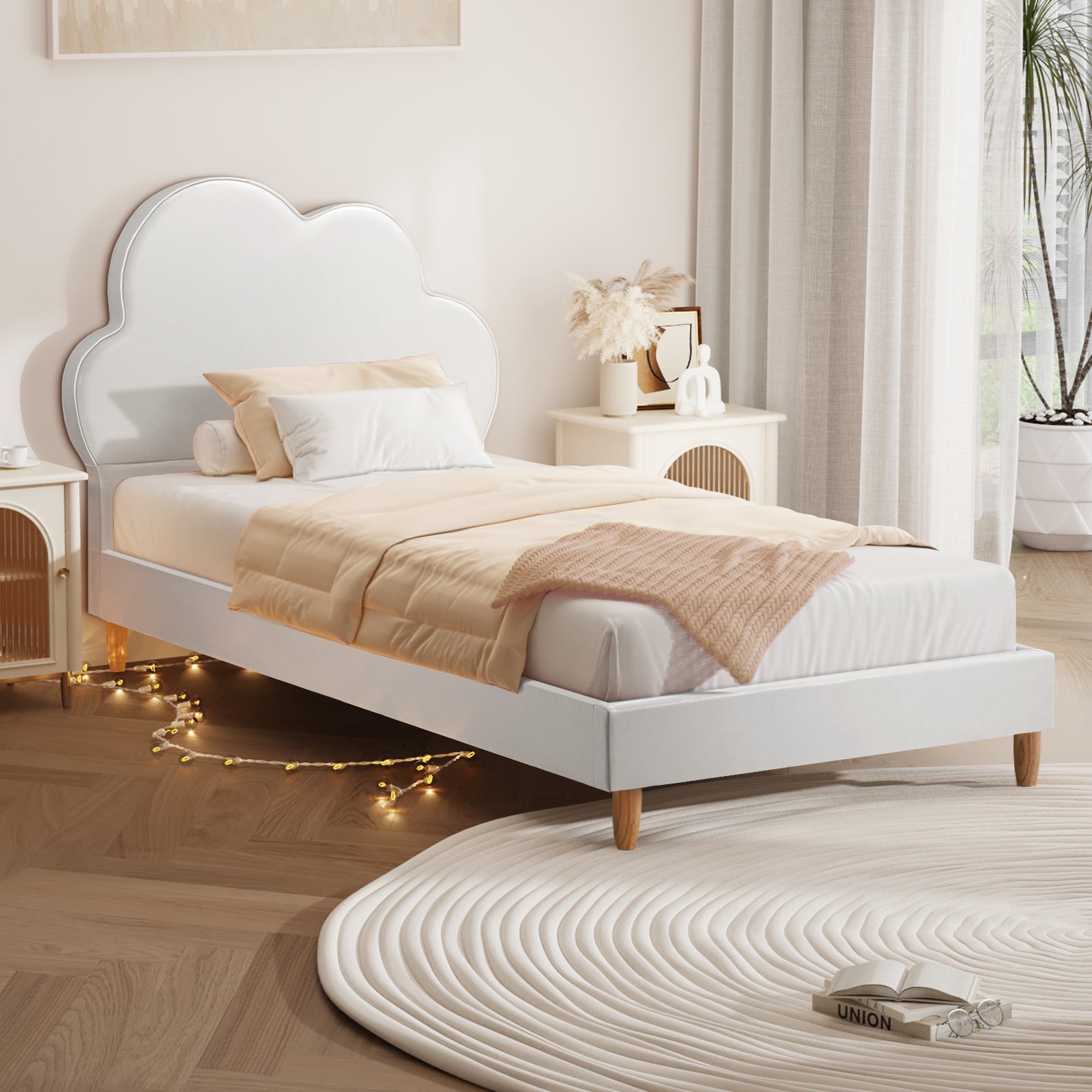 Oikiture Kids Bed Frame Single Size Bed Base Platform