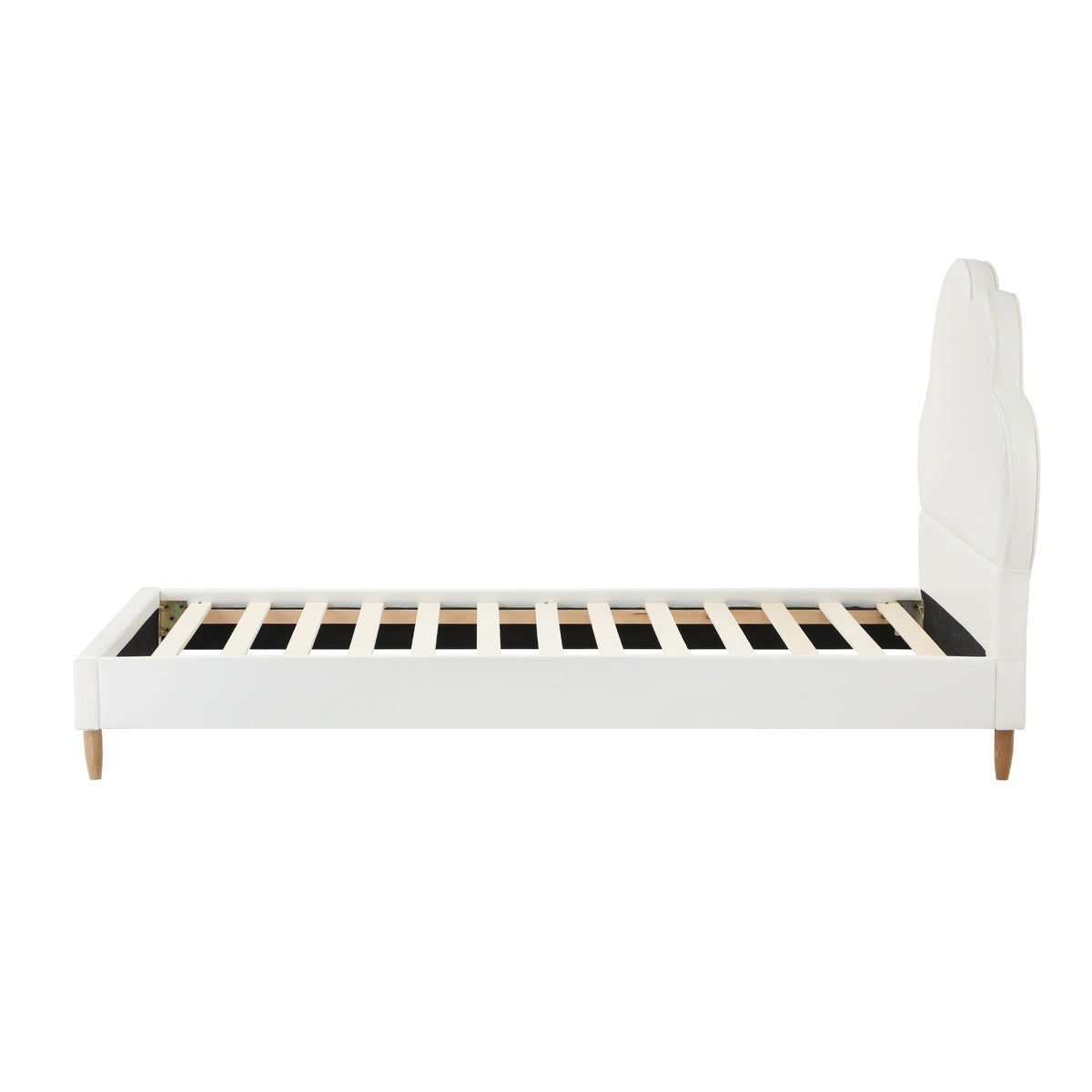 Oikiture Bed Frame 2X Single Size Cloud Kids Bed Frame White Leather
