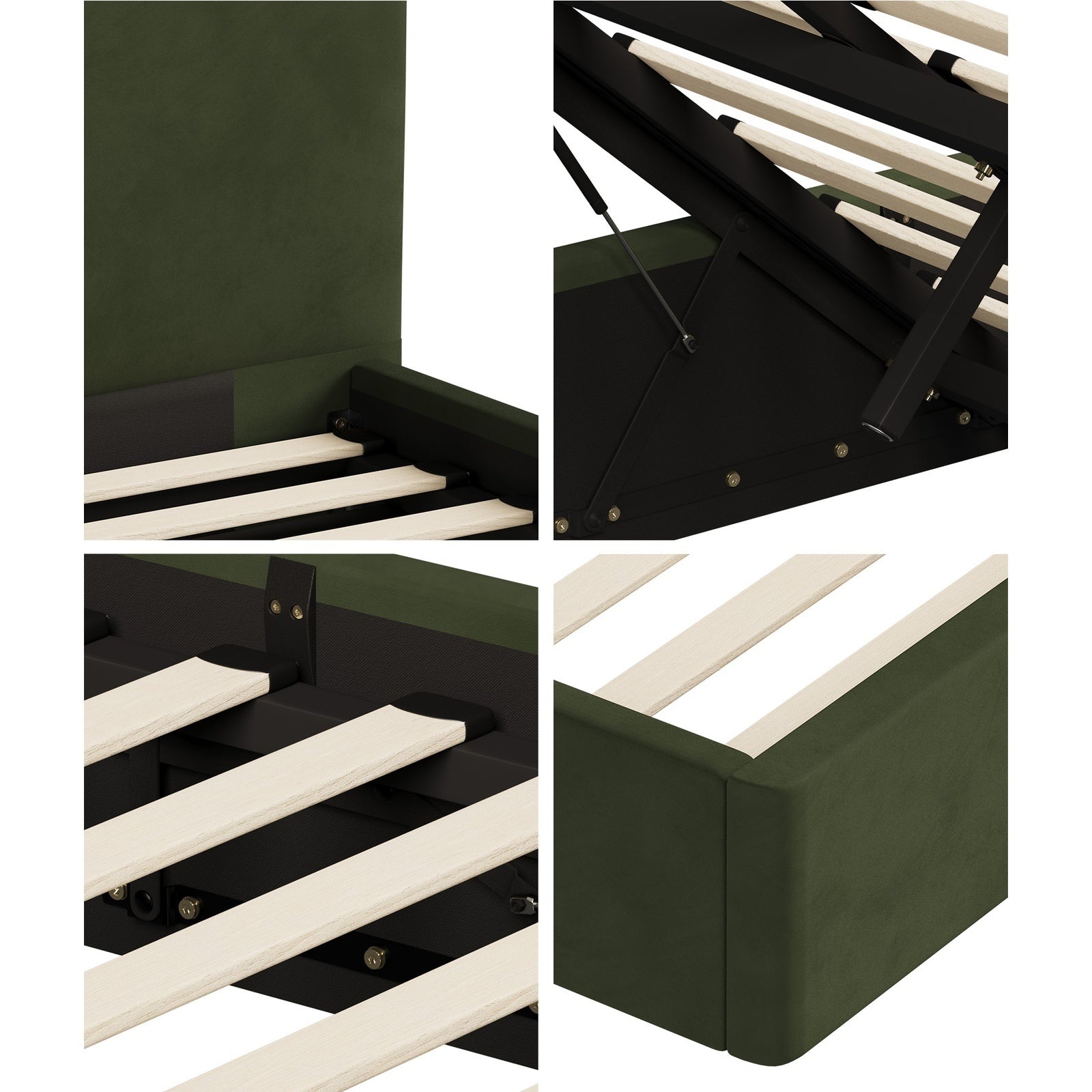 Oikiture Bed Frame Queen Double King Single Gas Lift Base with Storage Velvet