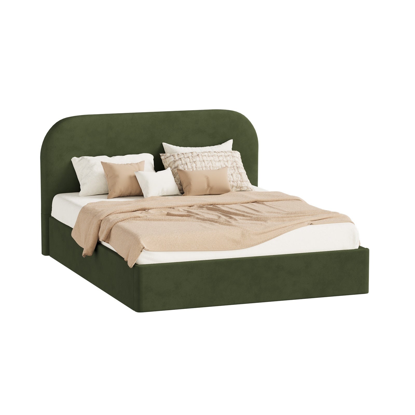 Oikiture Bed Frame Queen Double King Single Gas Lift Base with Storage Velvet