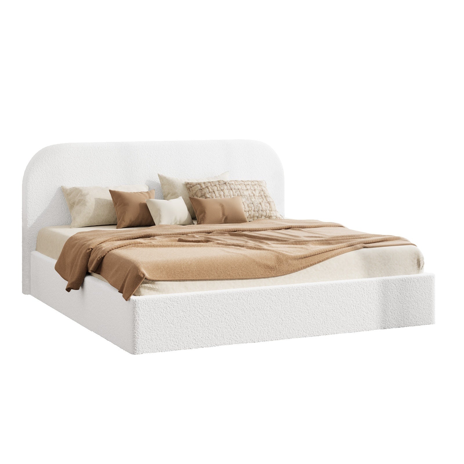 Oikiture Bed Frame Queen Double King Single Gas Lift Base with Storage Boucle