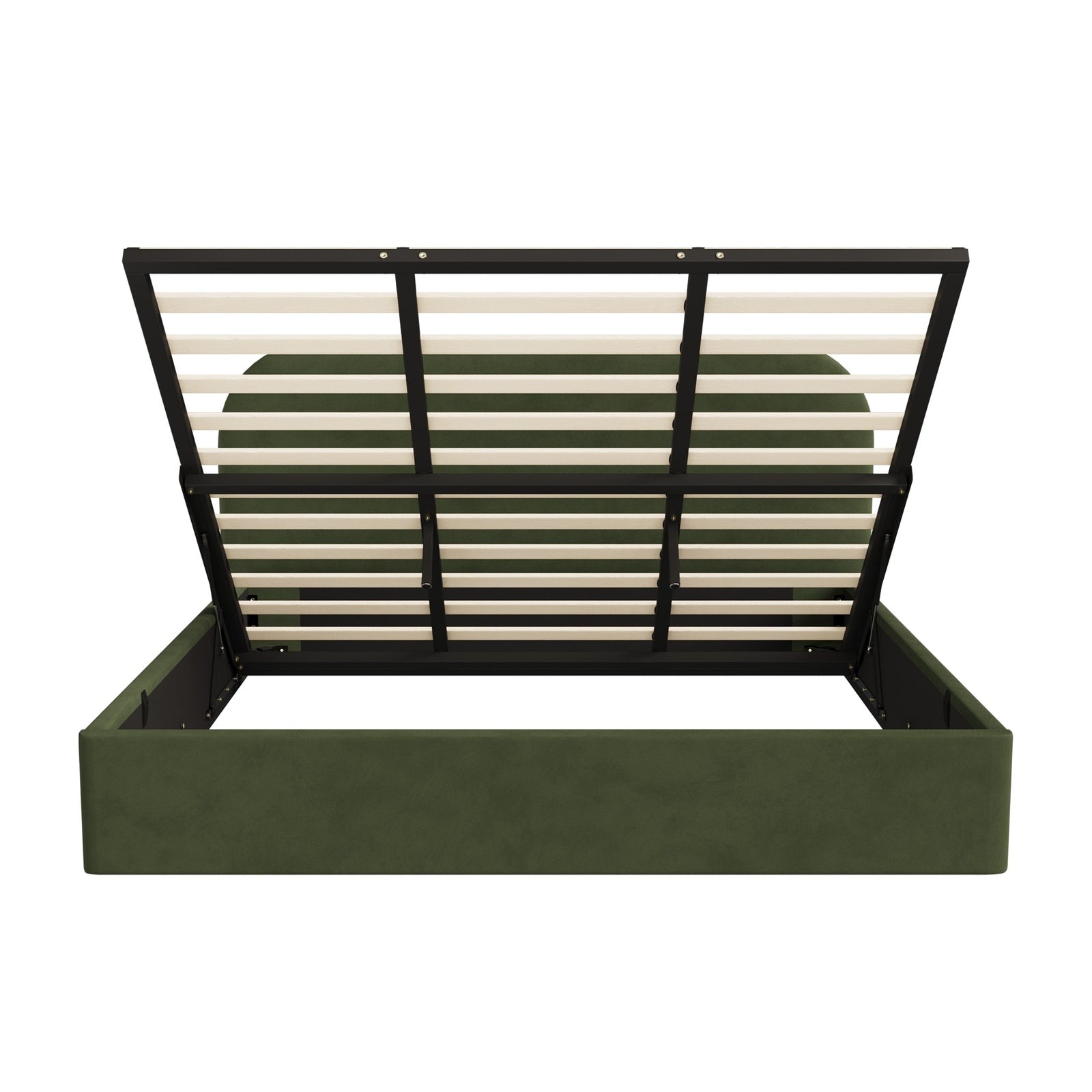 Oikiture Bed Frame King Size Gas Lift Base with Storage Velvet Rounded Corner - Sunyee