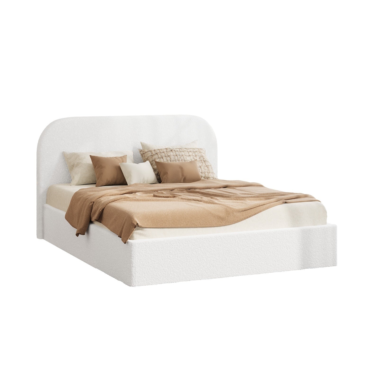 Oikiture Bed Frame Queen Double King Single Gas Lift Base with Storage Boucle