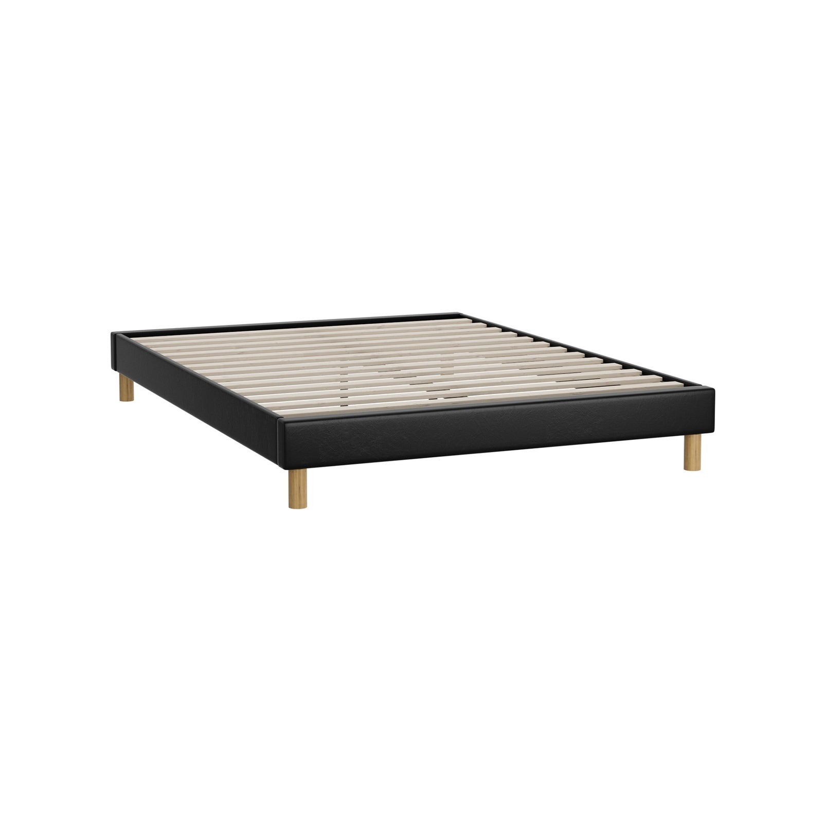 Oikiture Bed Frame Queen Double King Single Full Size Bed Base Black Leather - Sunyee