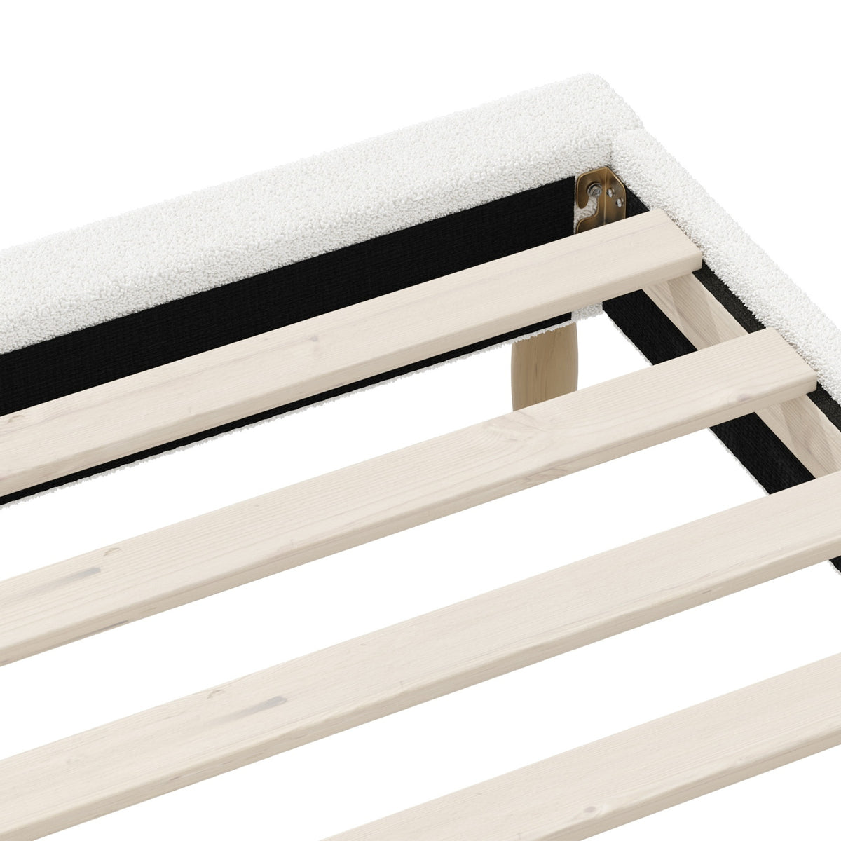 Oikiture Bed Frame Double Size Bed Base White Boucle - Sunyee