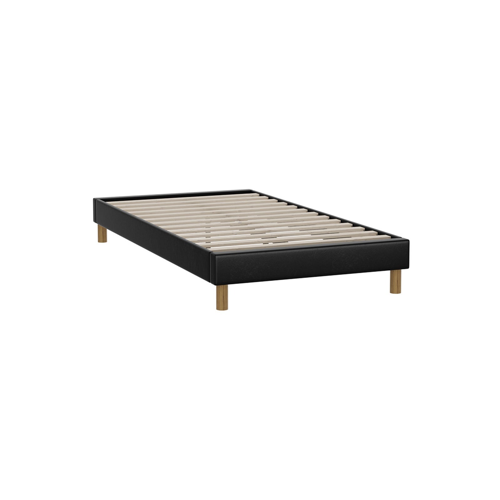 Oikiture Bed Frame Queen Double King Single Full Size Bed Base Black Leather - Sunyee