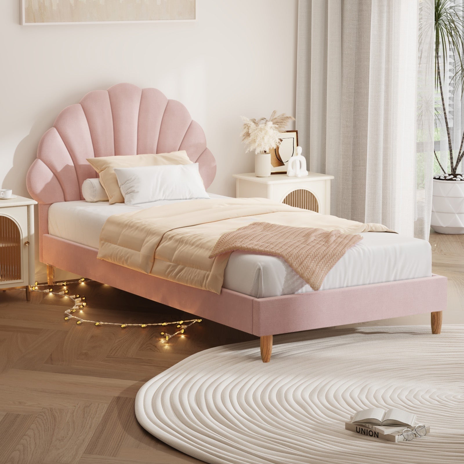 Oikiture Kids Bed Frame Single Size Bed Base Platform