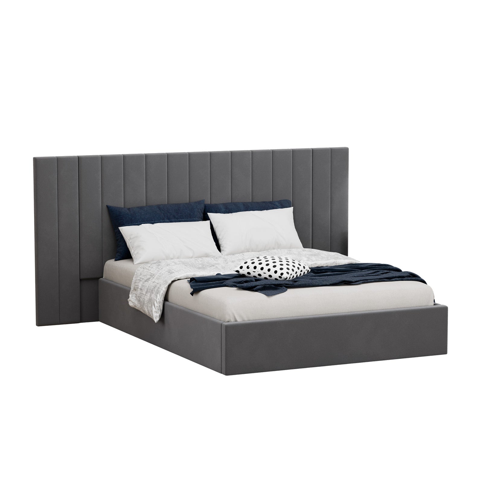 Oikiture Bed Frame Queen Double King Gas Lift Storage Base Oversized Headboard