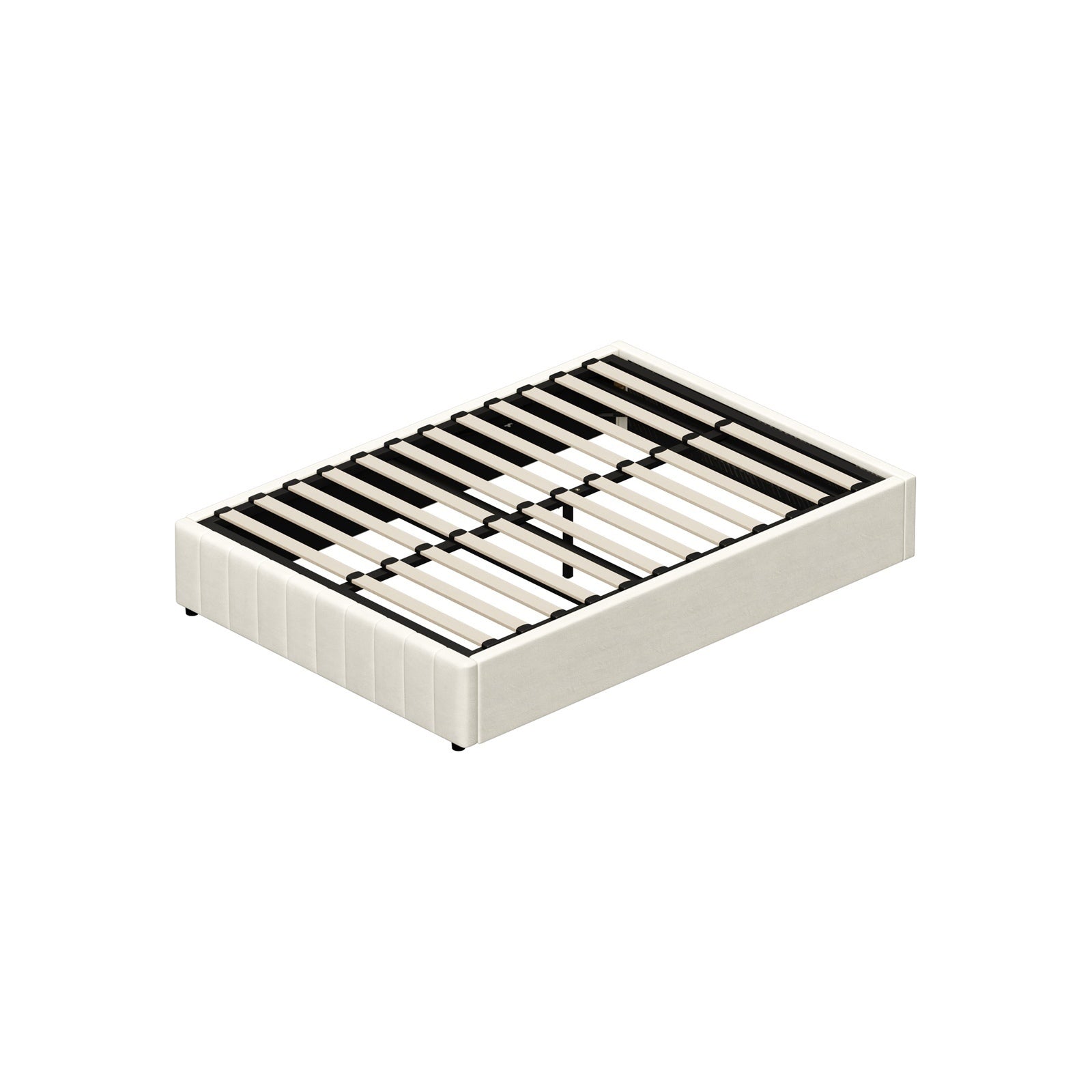 Oikiture Bed Frame Double Size Gas Lift Storage Base Velvet Cream FURB - Sunyee