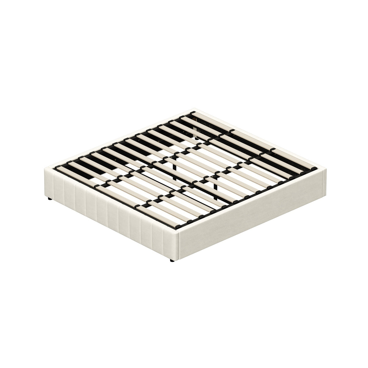 Oikiture Bed Frame King Size Gas Lift Storage Base Velvet Cream FURB - Sunyee