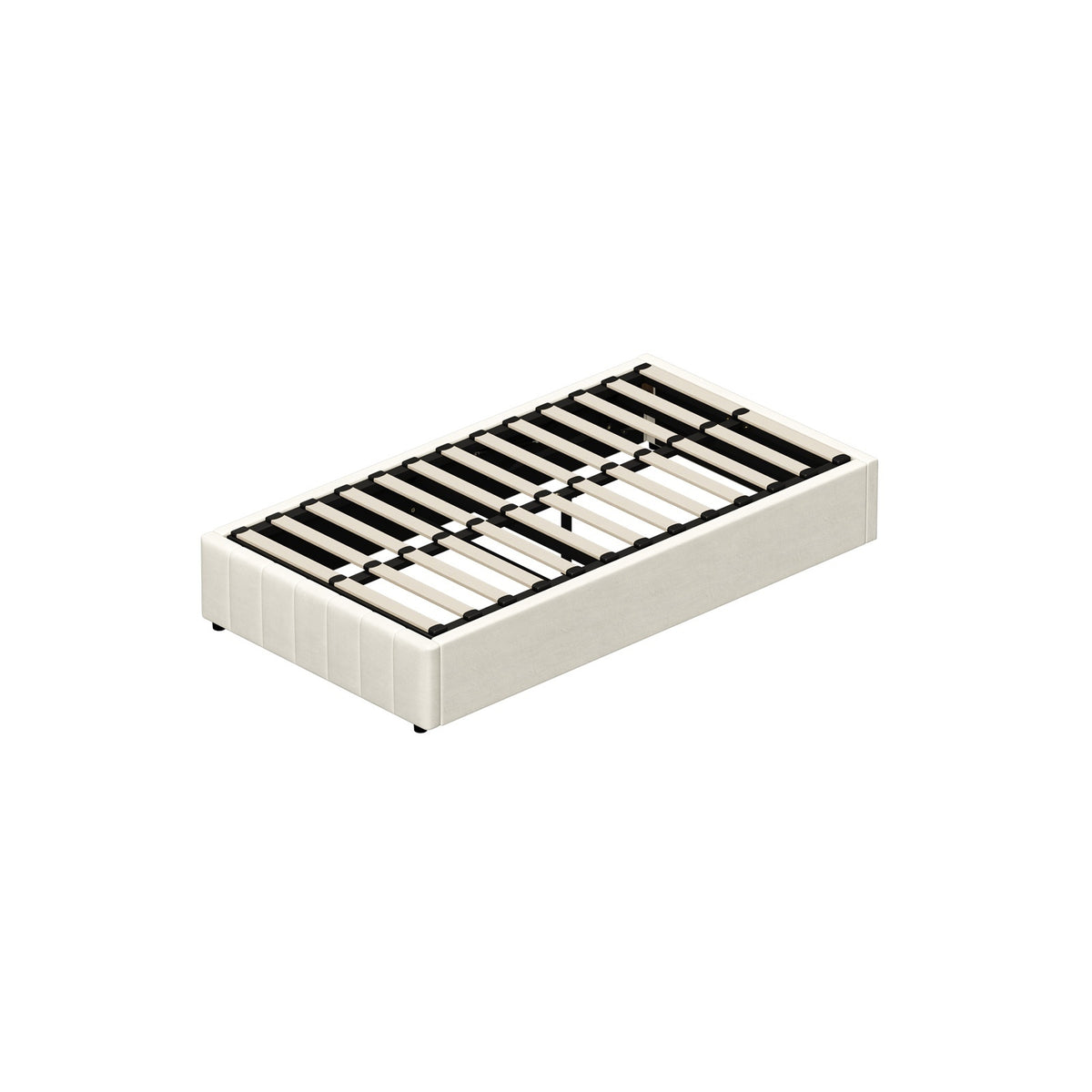 Oikiture Bed Frame King Single Gas Lift Storage Base Velvet Cream FURB - Sunyee