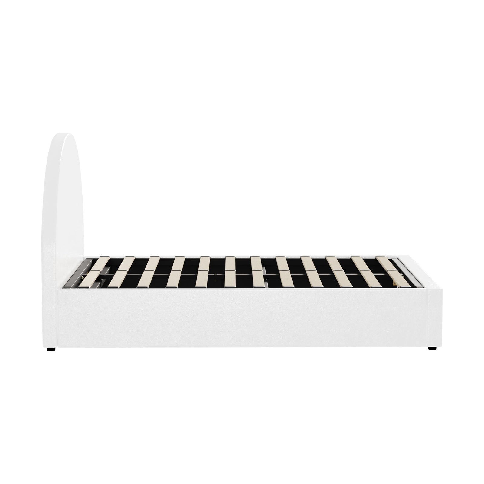 Oikiture Bed Frame Double Size With Gas Lift Storage Base PU Leather White - Sunyee