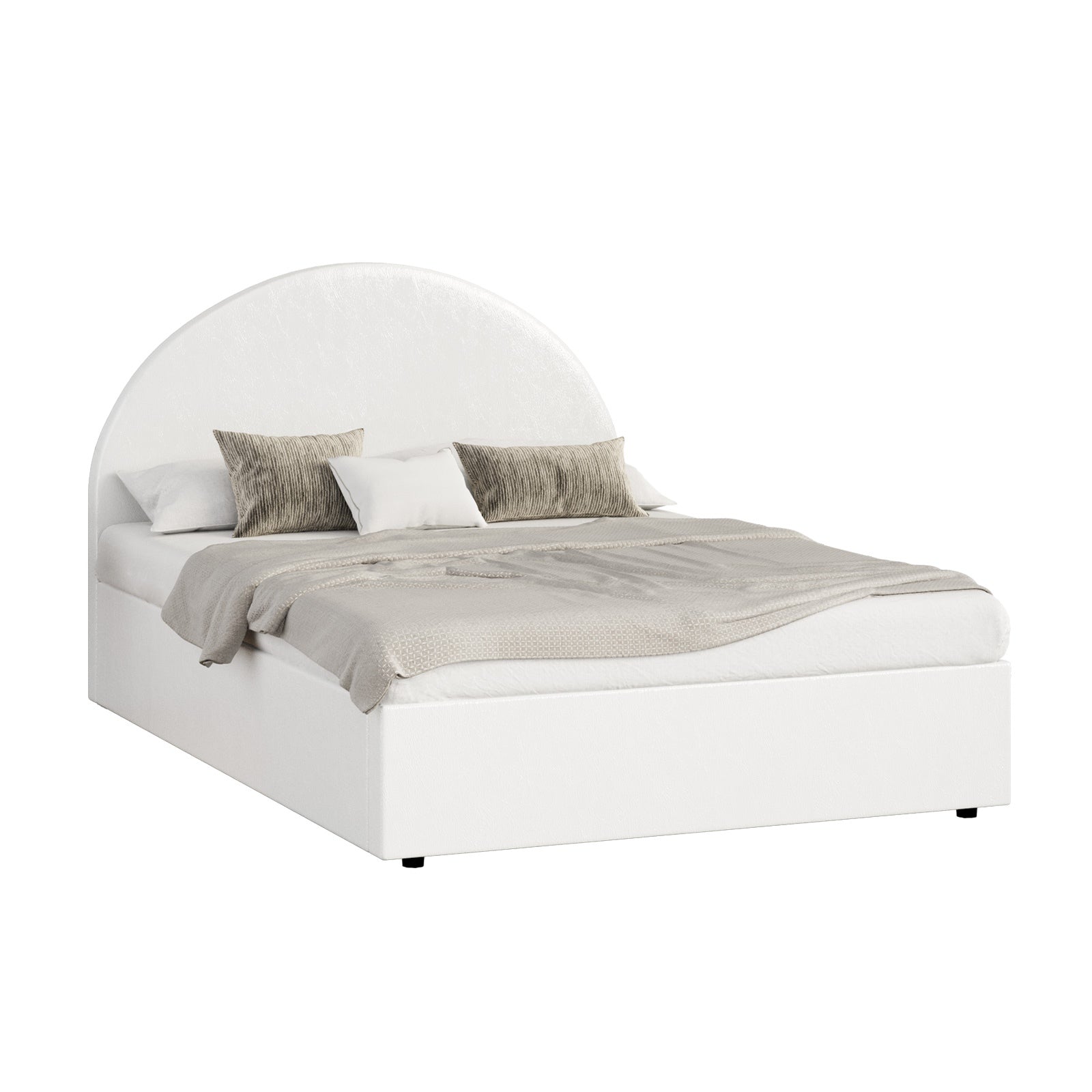 Oikiture Bed Frame Double Size With Gas Lift Storage Base PU Leather White - Sunyee