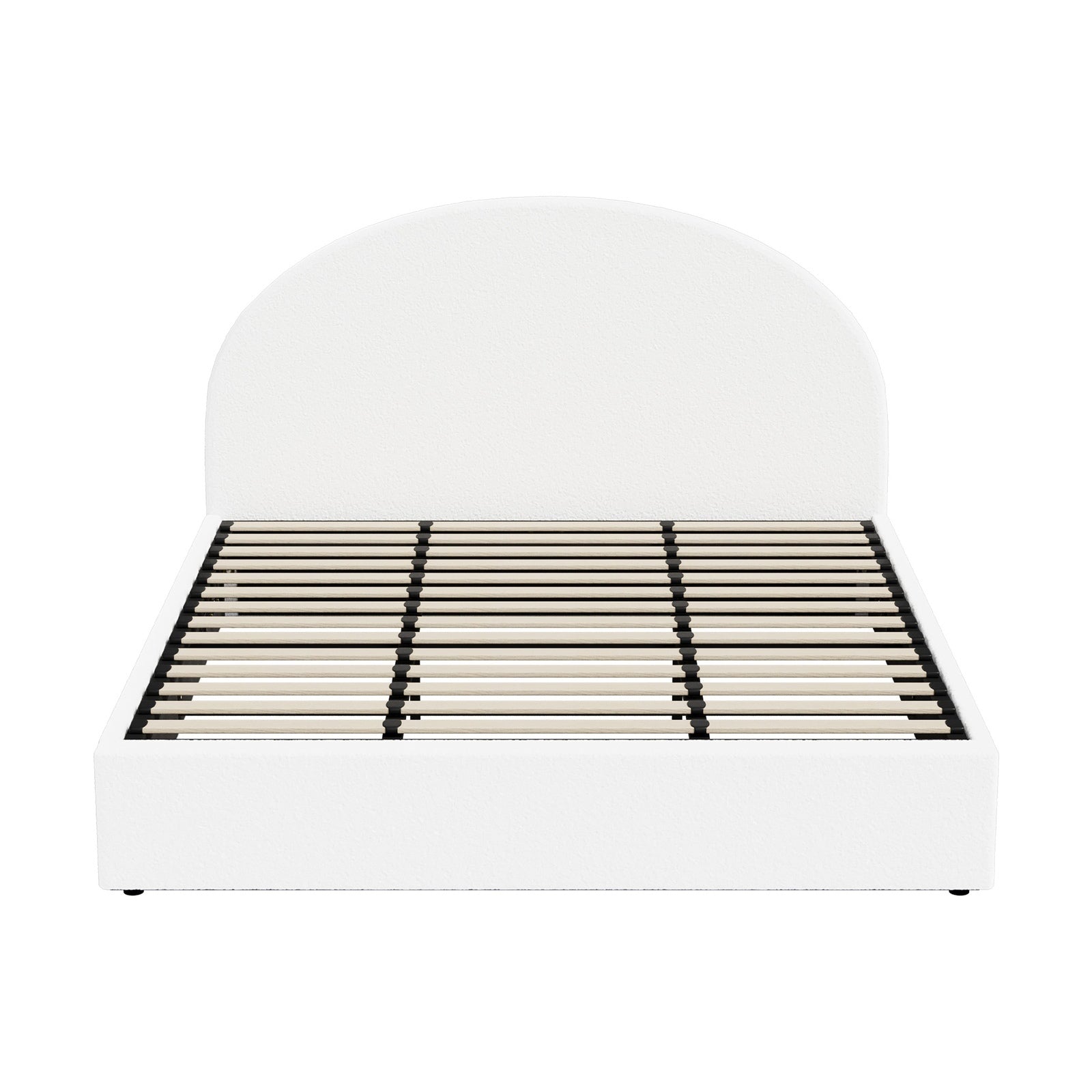 Oikiture Bed Frame King Size With Gas Lift Storage Base LED Lights Boucle White - Sunyee
