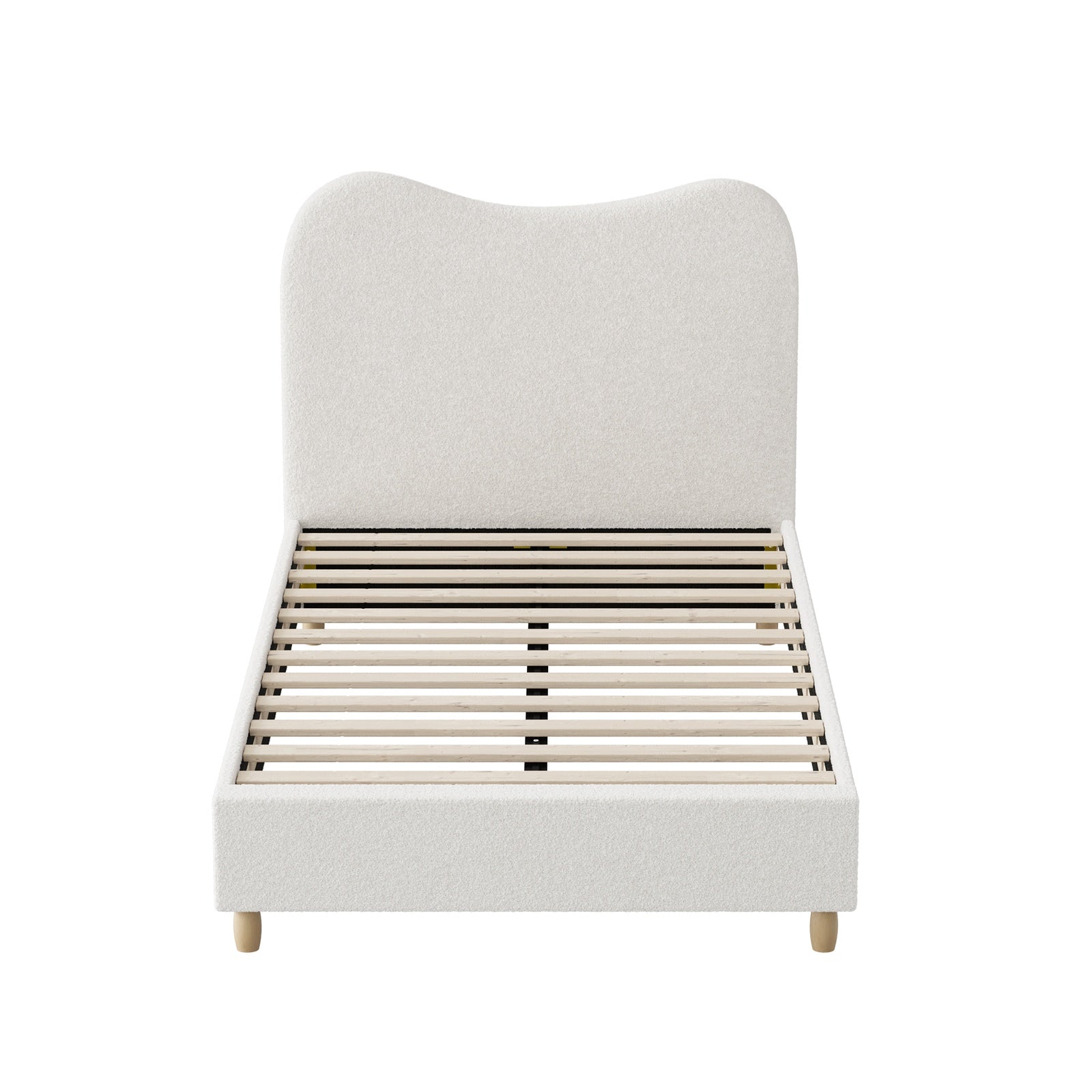 Oikiture Bed Frame King Single Size White Boucle Cloud Shape - Sunyee