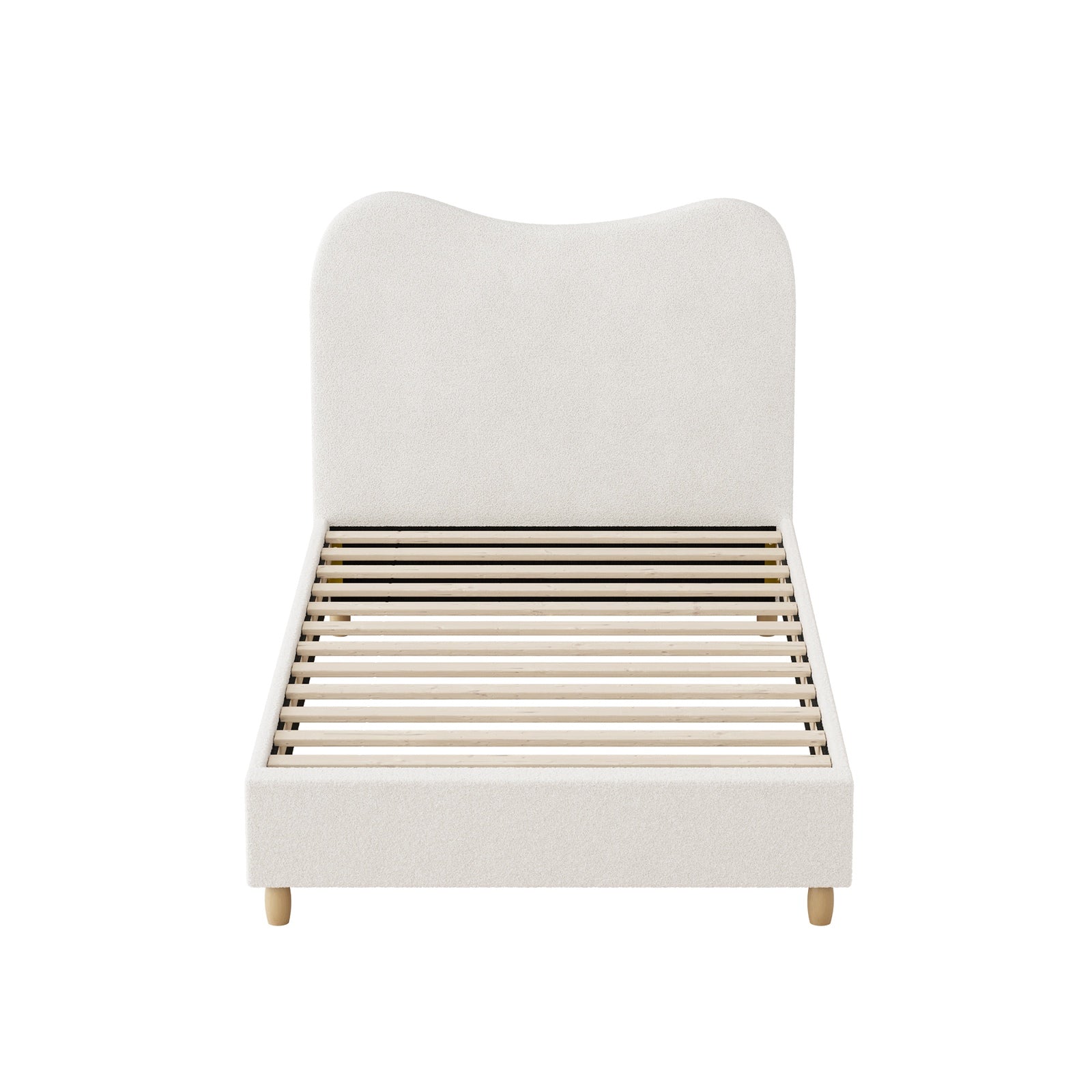 Oikiture Bed Frame Single Size White Boucle Cloud Shape - Sunyee