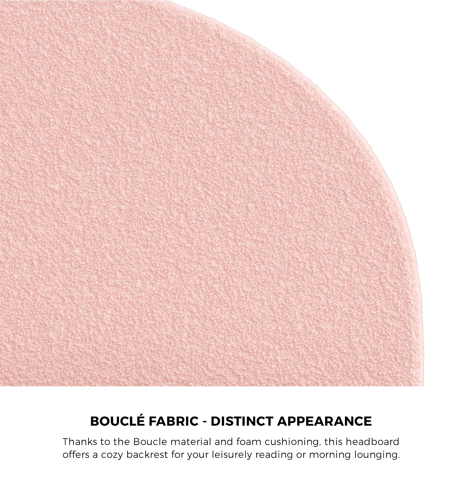 Oikiture Bed Frame Double Size Bed Platform Arched Bedhead Pink Boucle - Sunyee