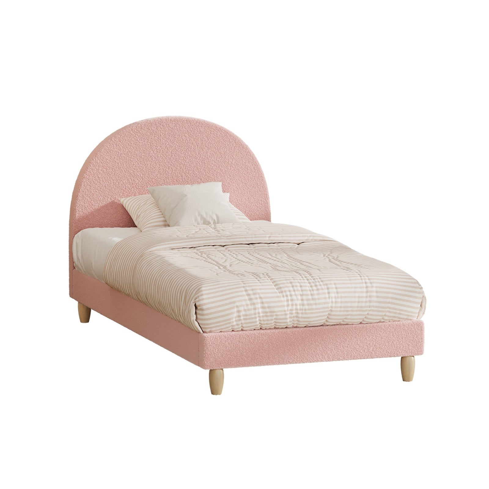 Oikiture Bed Frame Double King Single Size Bed Platform Arched Bedhead Boucle - Sunyee