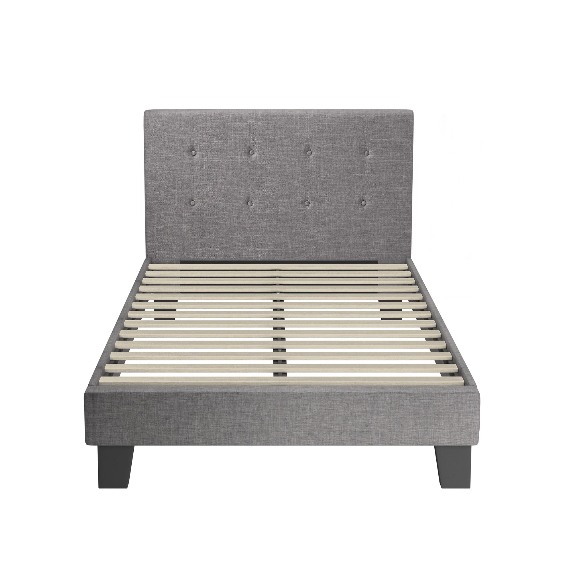 Oikiture Bed Frame King Single Bed Platform Wooden Fabric Grey - Sunyee