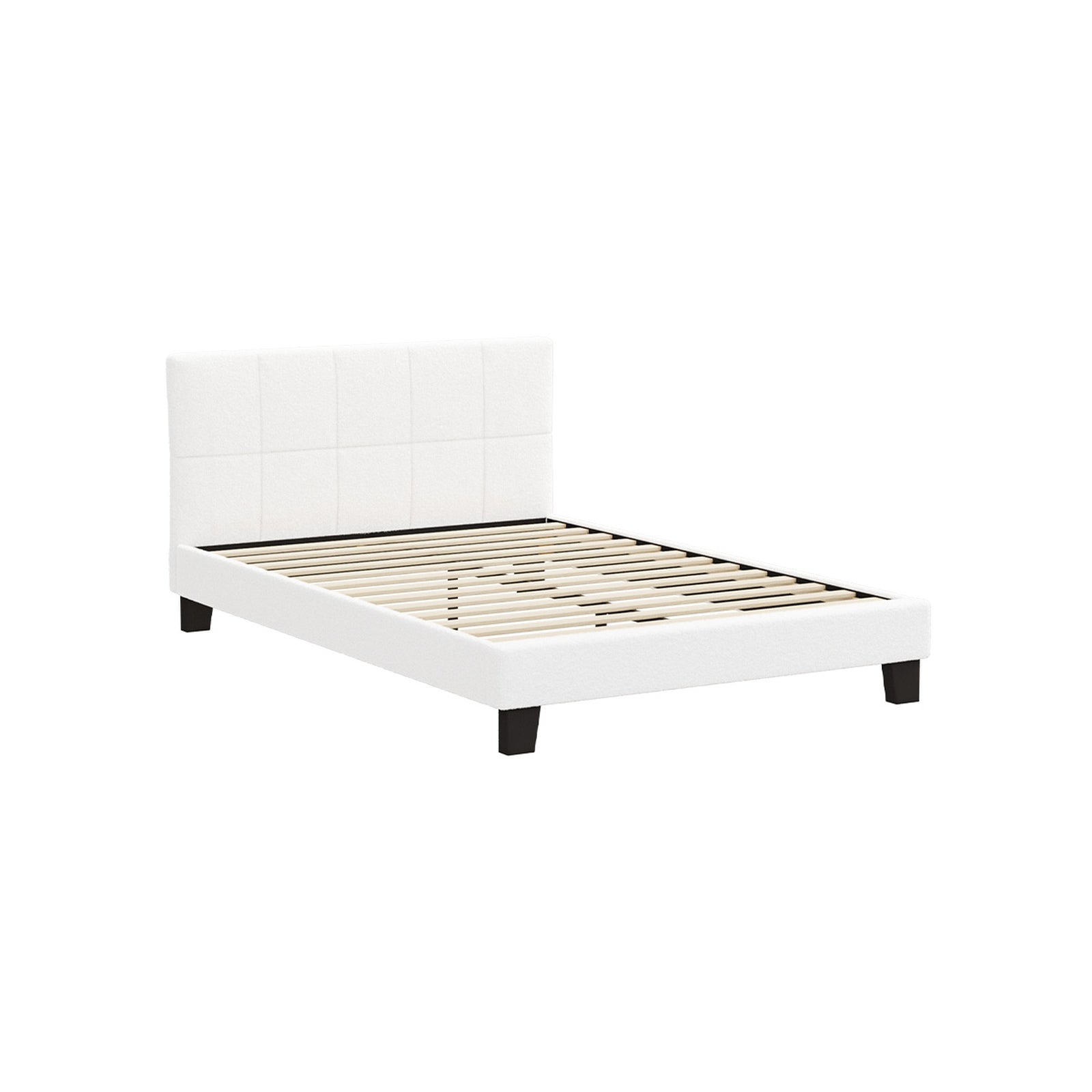 Oikiture Bed Frame Queen Double King Single Beds Base White Boucle TOFU - Sunyee