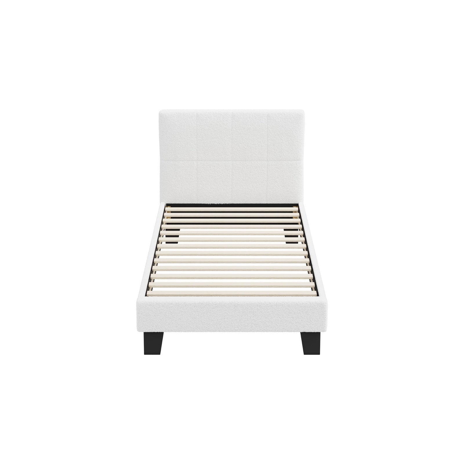 Oikiture Bed Frame Single Size Base White Boucle TOFU - Sunyee