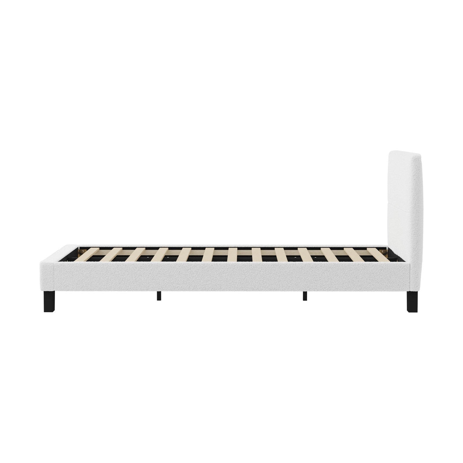 Oikiture Bed Frame Single Size Base White Boucle TOFU - Sunyee