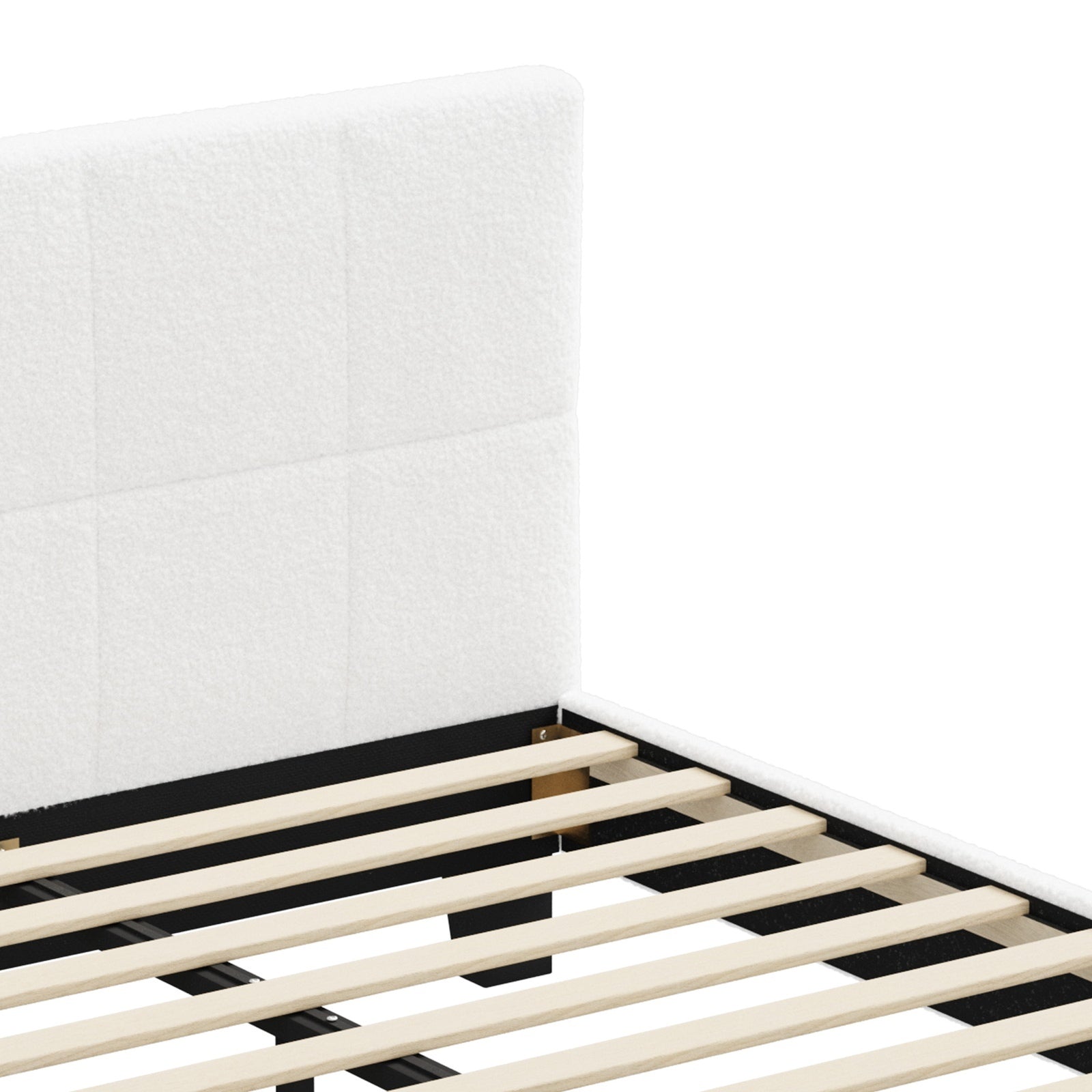 Oikiture Bed Frame Single Size Base White Boucle TOFU - Sunyee