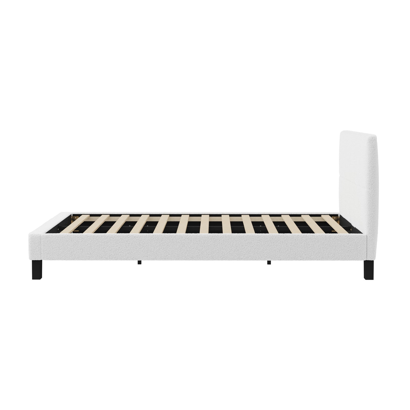 Oikiture Bed Frame Queen Double King Single Beds Base White Boucle TOFU - Sunyee