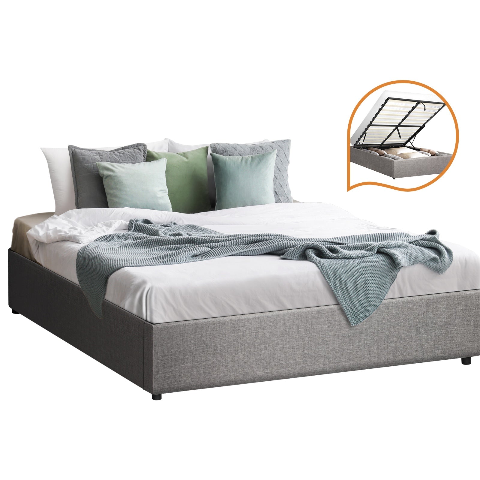 Oikiture Bed Frame Queen Double King Single Gas Lift Storage Beds - Sunyee