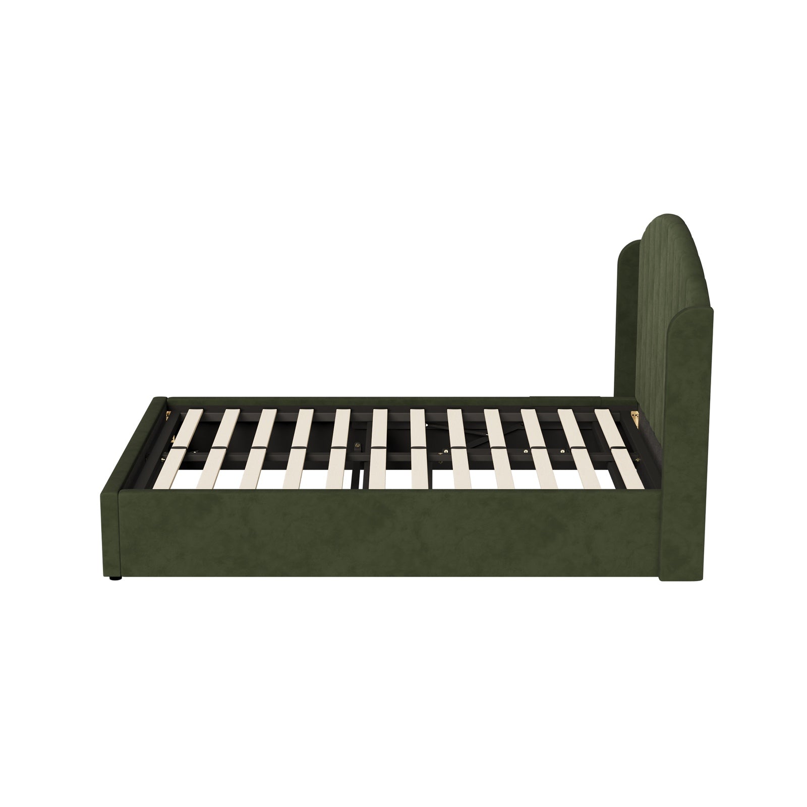 Oikiture Bed Frame Double Size With Gas Lift Storage USB Charging Velvet - Sunyee