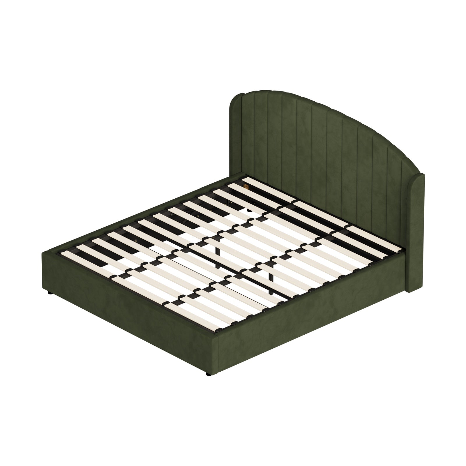 Oikiture Bed Frame King Size With Gas Lift Storage USB Charging Velvet - Sunyee