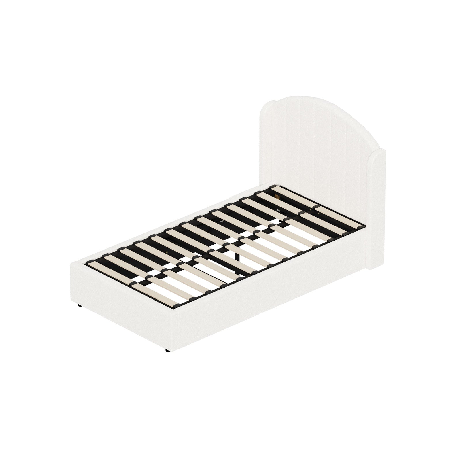 Oikiture Bed Frame King Single Size With Gas Lift Storage USB Charging Boucle - Sunyee