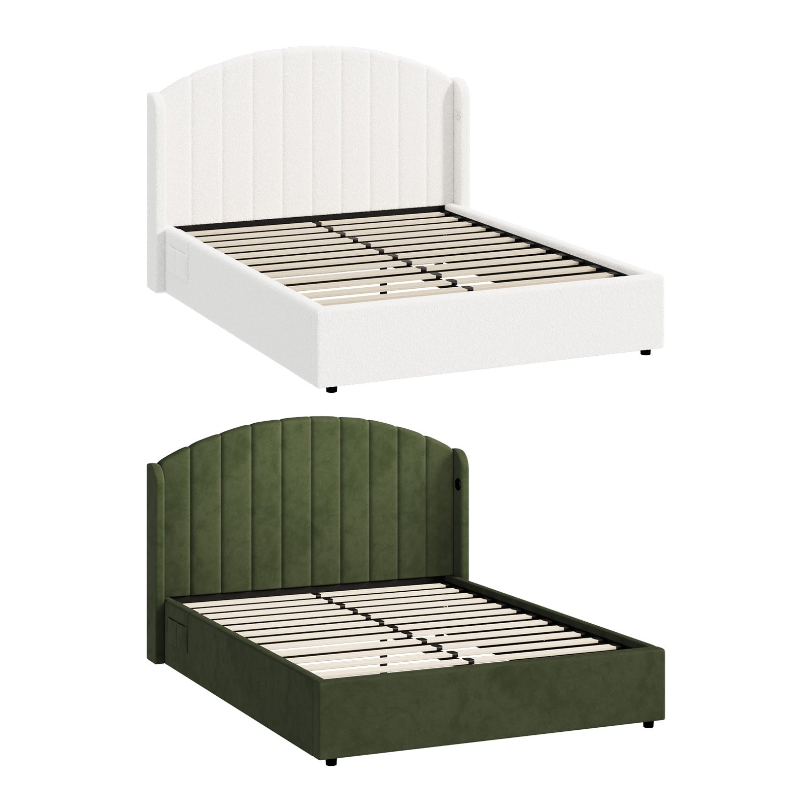 Oikiture Bed Frame Queen Double King Single Gas Lift Base USB Charging