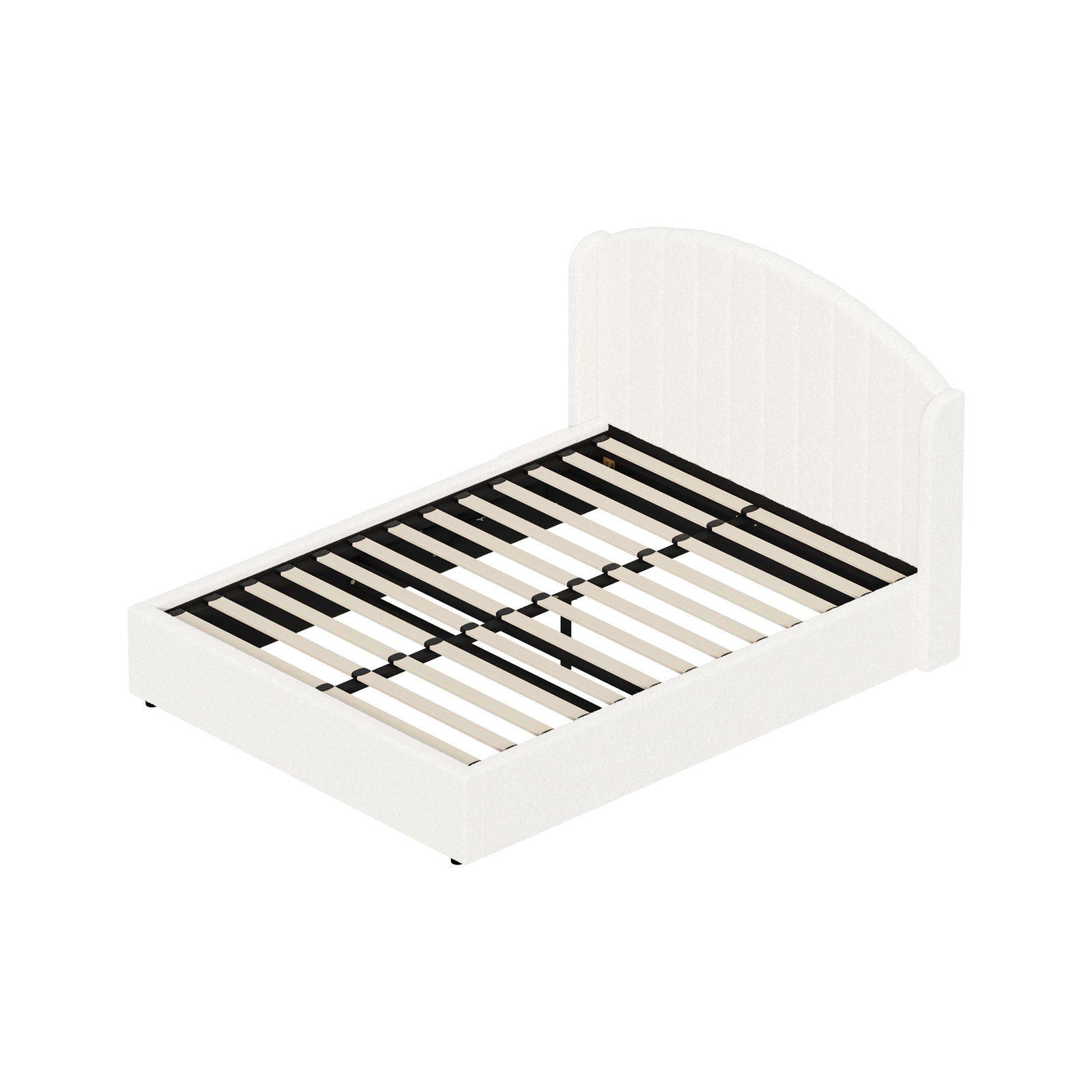 Oikiture Bed Frame Queen Size With Gas Lift Storage USB Charging Boucle - Sunyee
