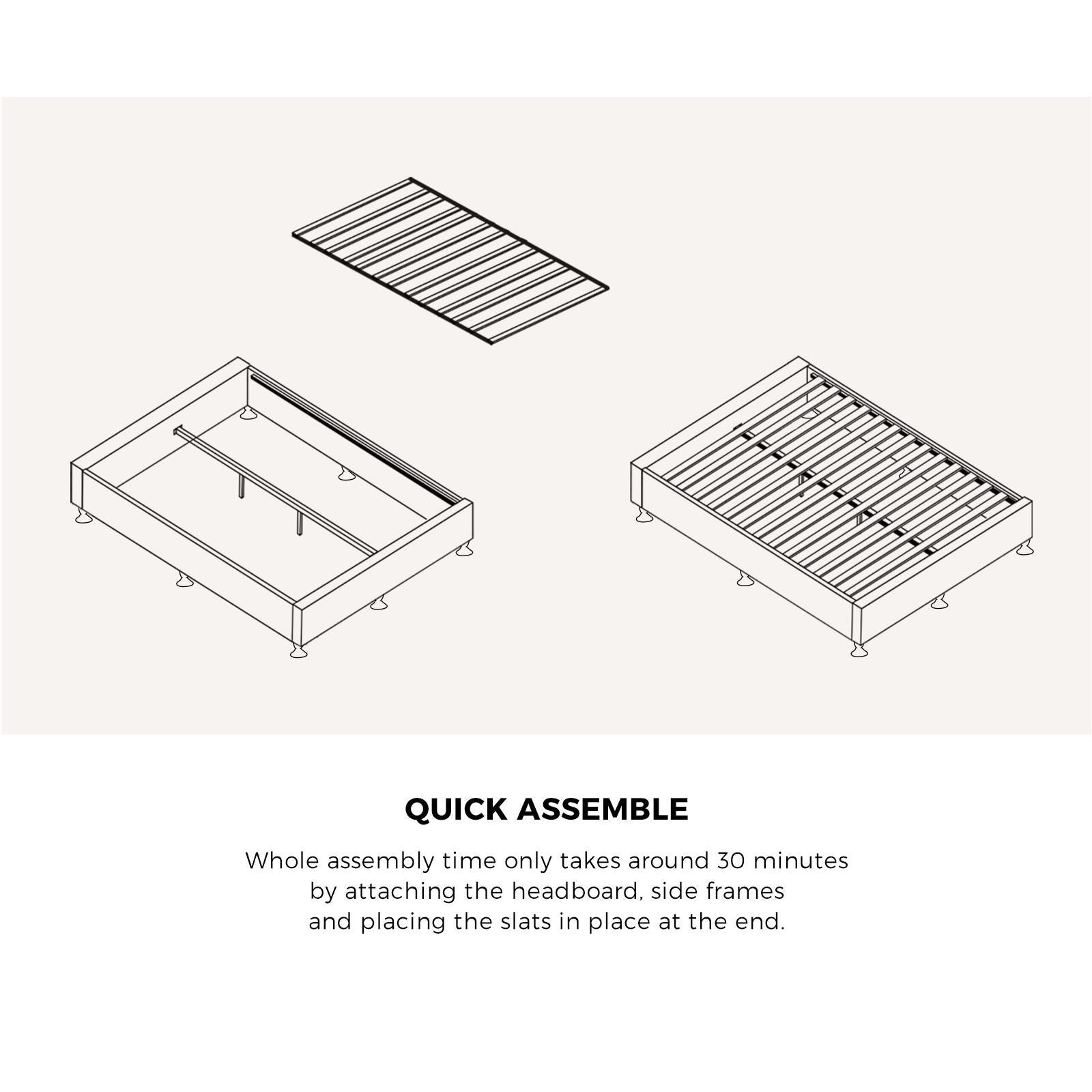 Oikiture Bed Frame King Single Bed Base Platform Grey - Sunyee