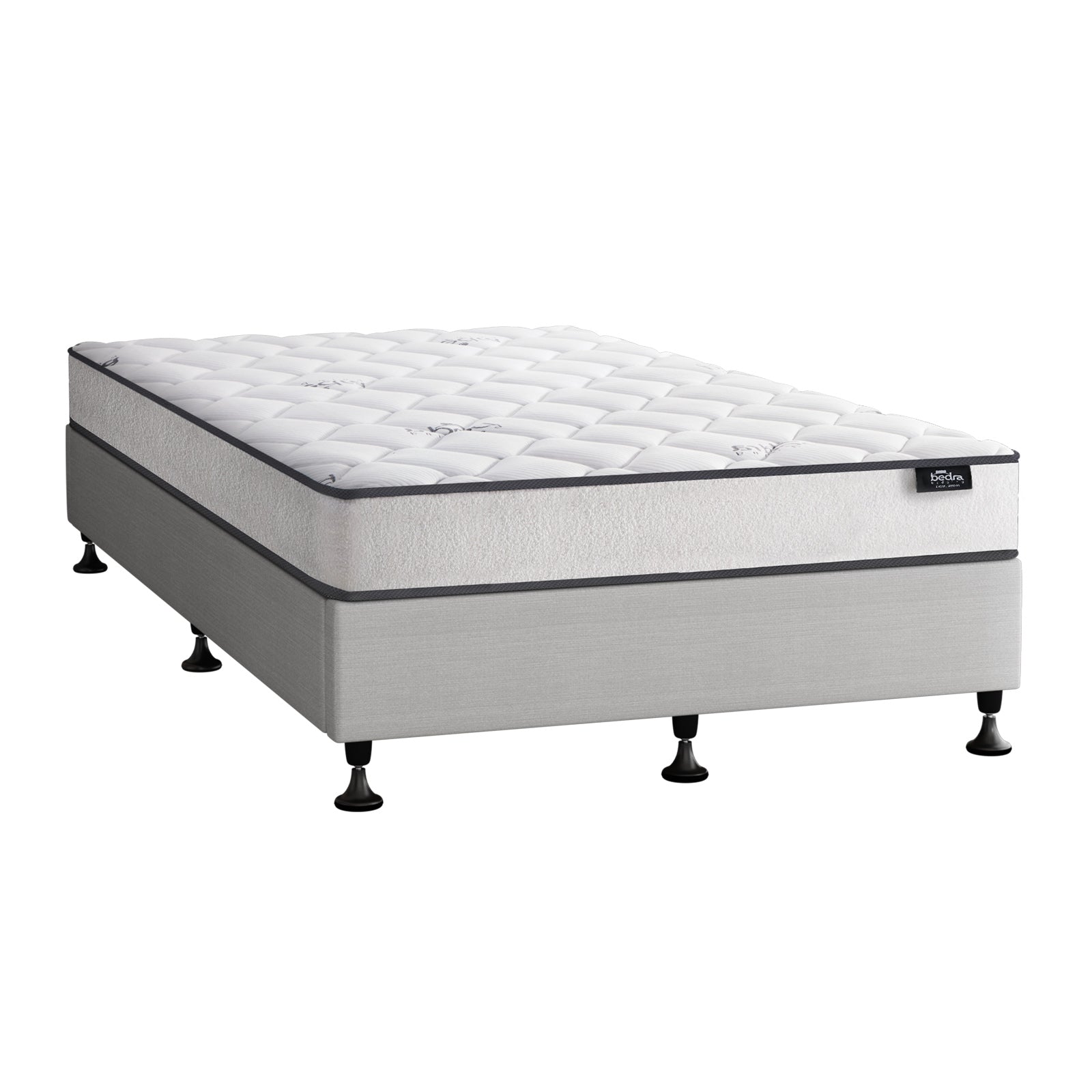Oikiture Bed Frame Single Size Upholstered Platform with Mattress Beige - Sunyee