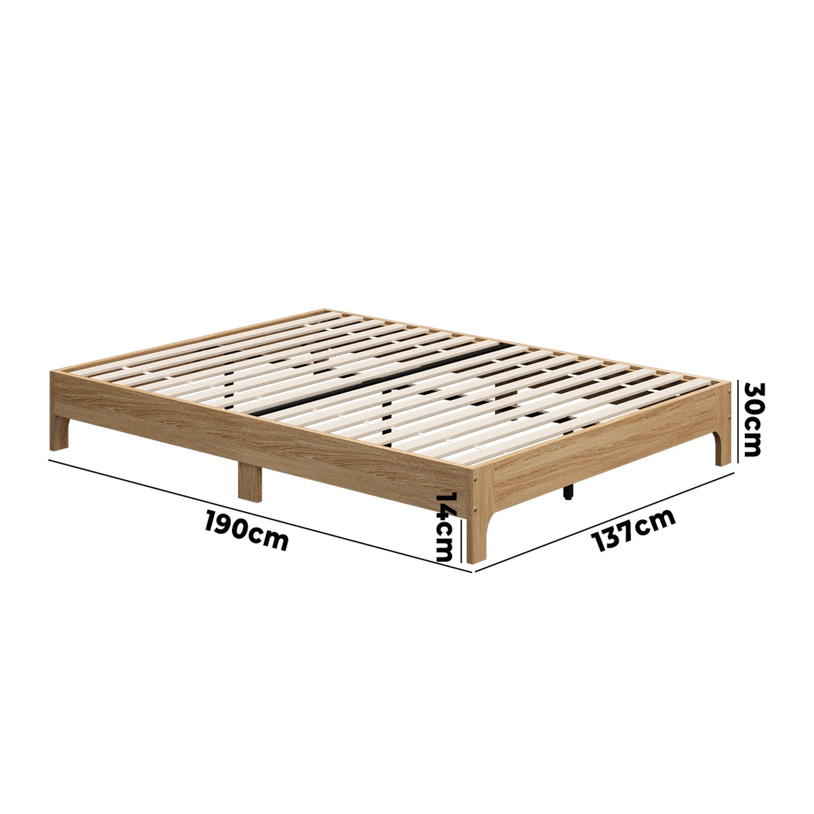 Oikiture Bed Frame Double Size Wooden Mattress Base Platform Beds Natural