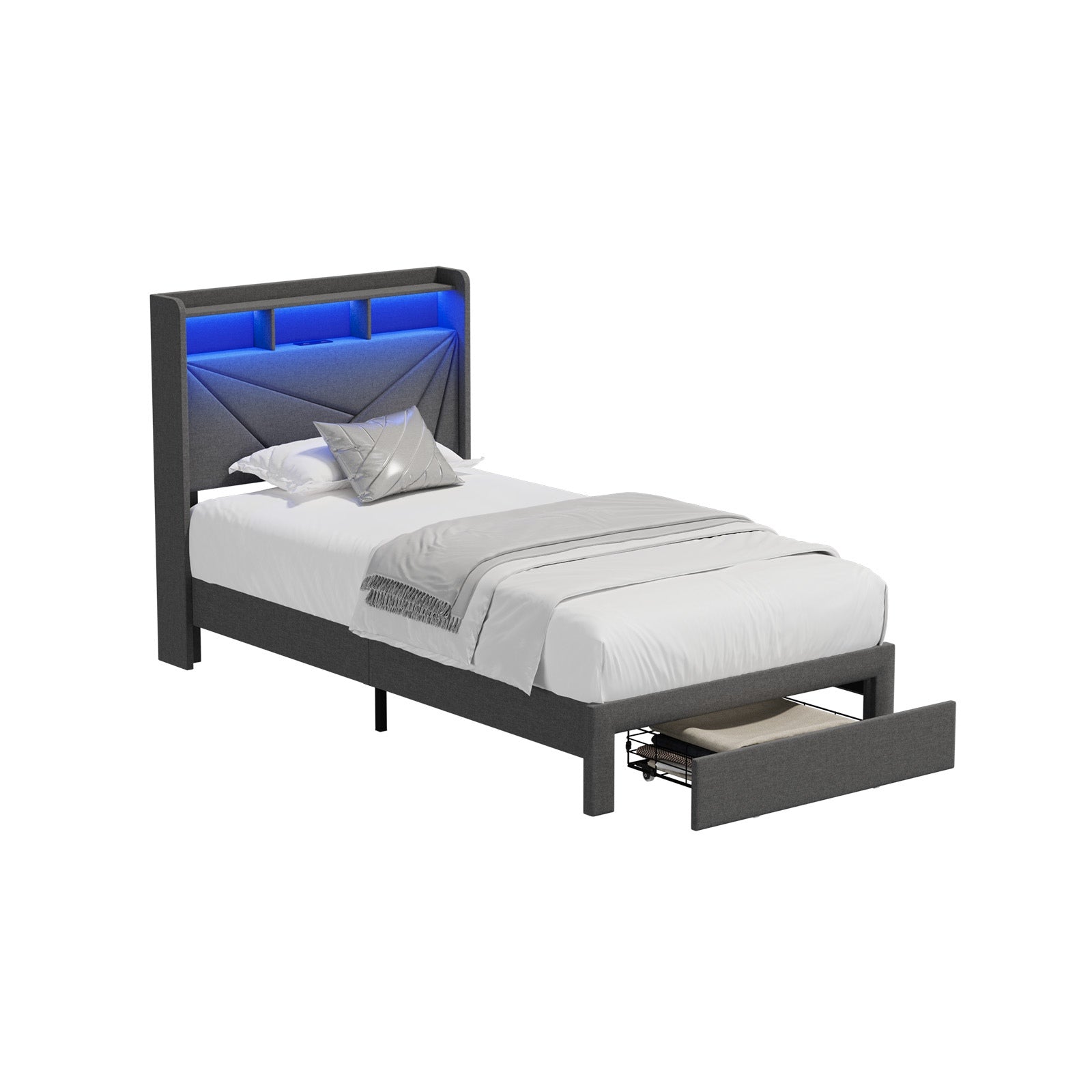 Oikiture Bed Frame Queen Double King Single Size W/ LED Headboard Charging Port