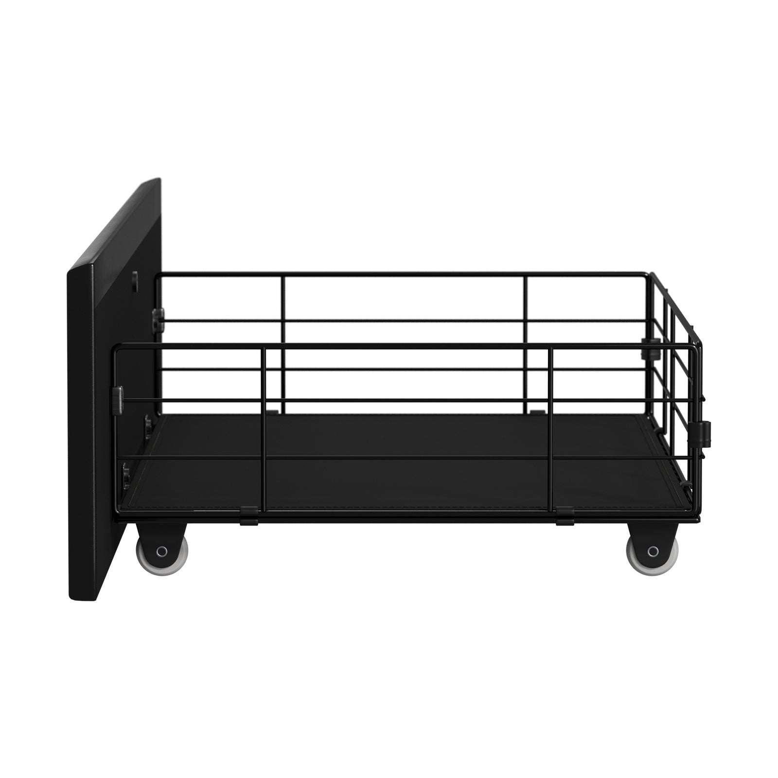Oikiture 4x Trundle Drawers for Bed Frame Base Storage with Wheels Metal Black - Sunyee