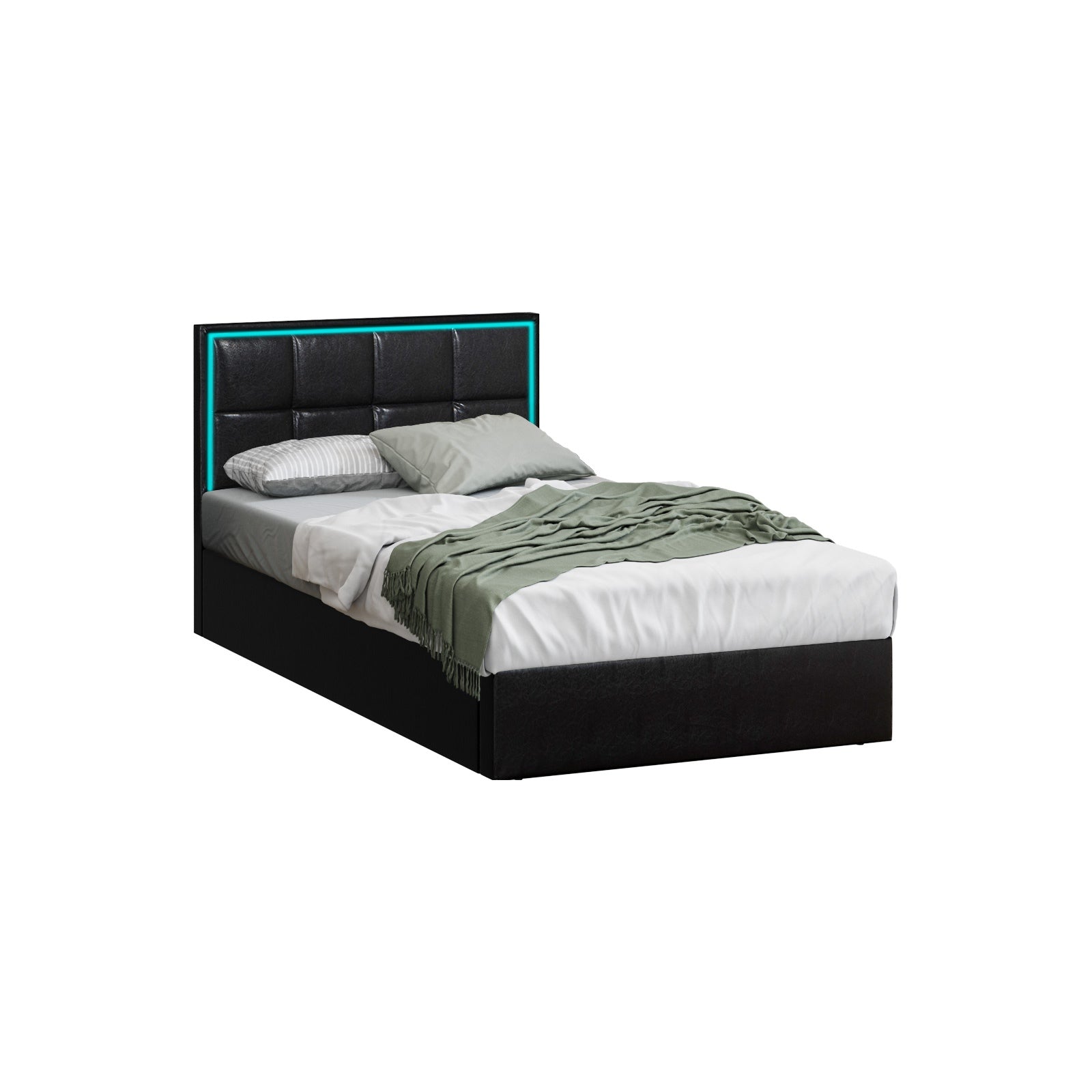 Oikiture Bed Frame Queen Double King Single Size RGB LED Gas Lift Storage Base - Sunyee