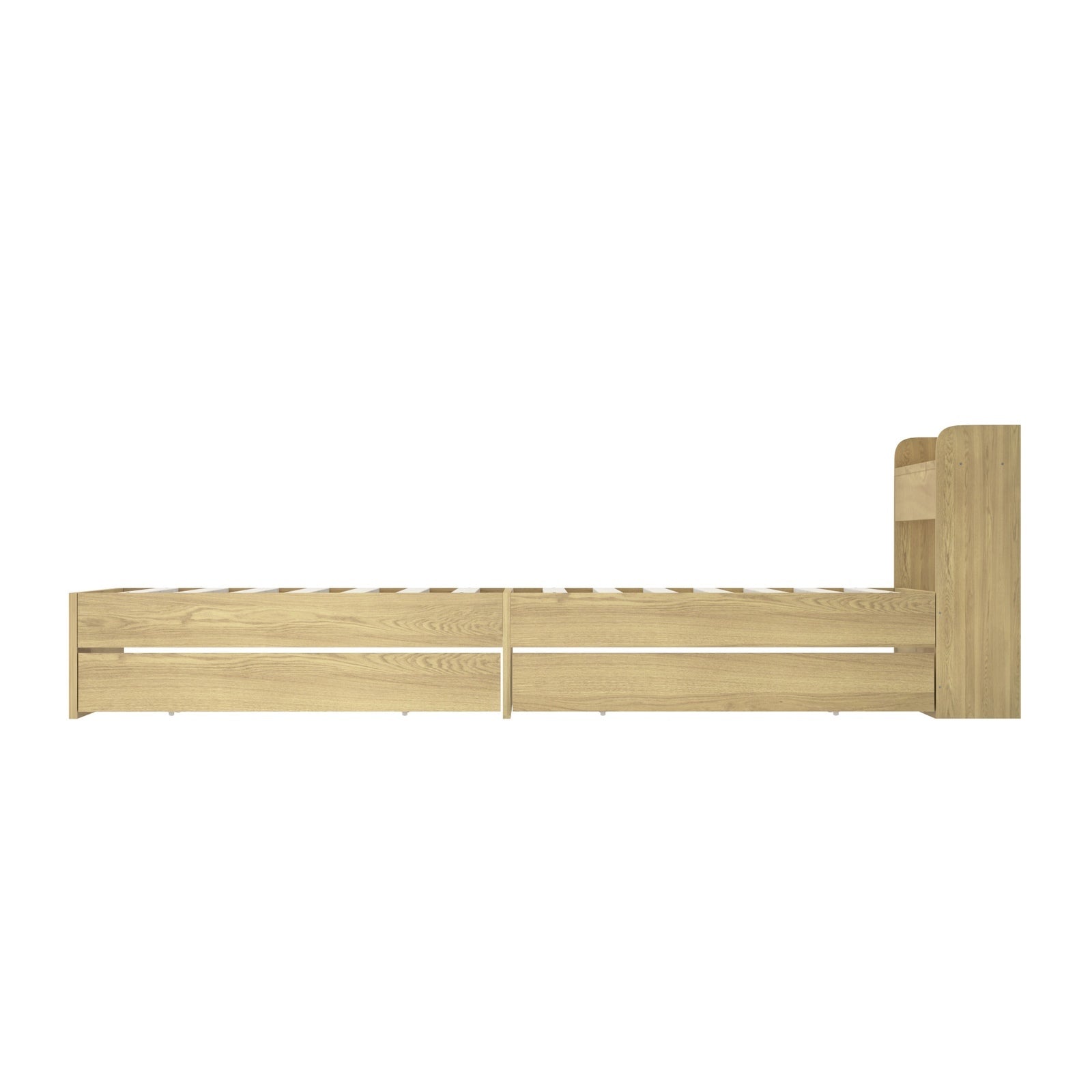 Oikiture Wooden Bed Frame Queen Size with Charging Ports & 2 Drawers - Sunyee