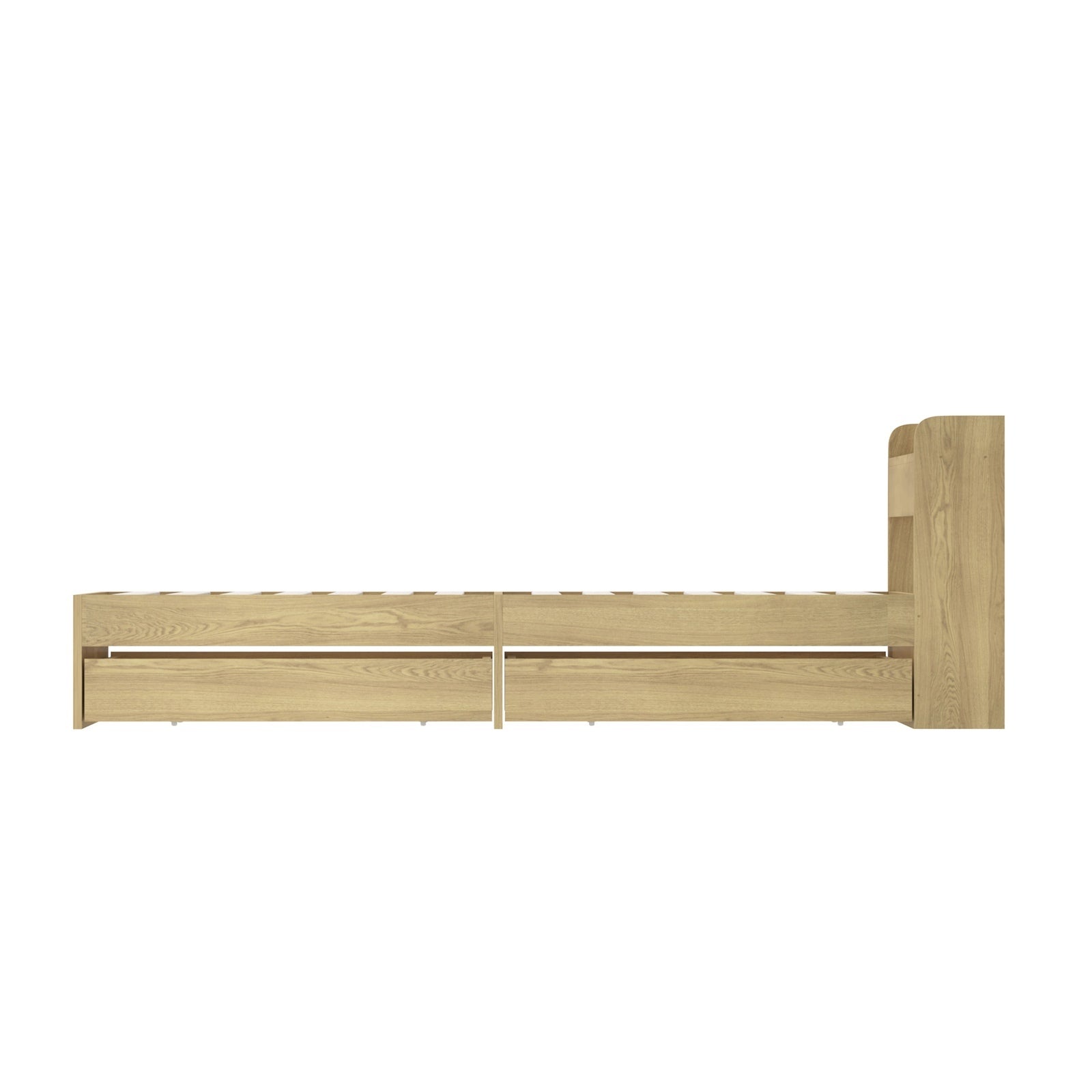 Oikiture Wooden Bed Frame Single Size with Charging Ports & 2 Drawers - Sunyee