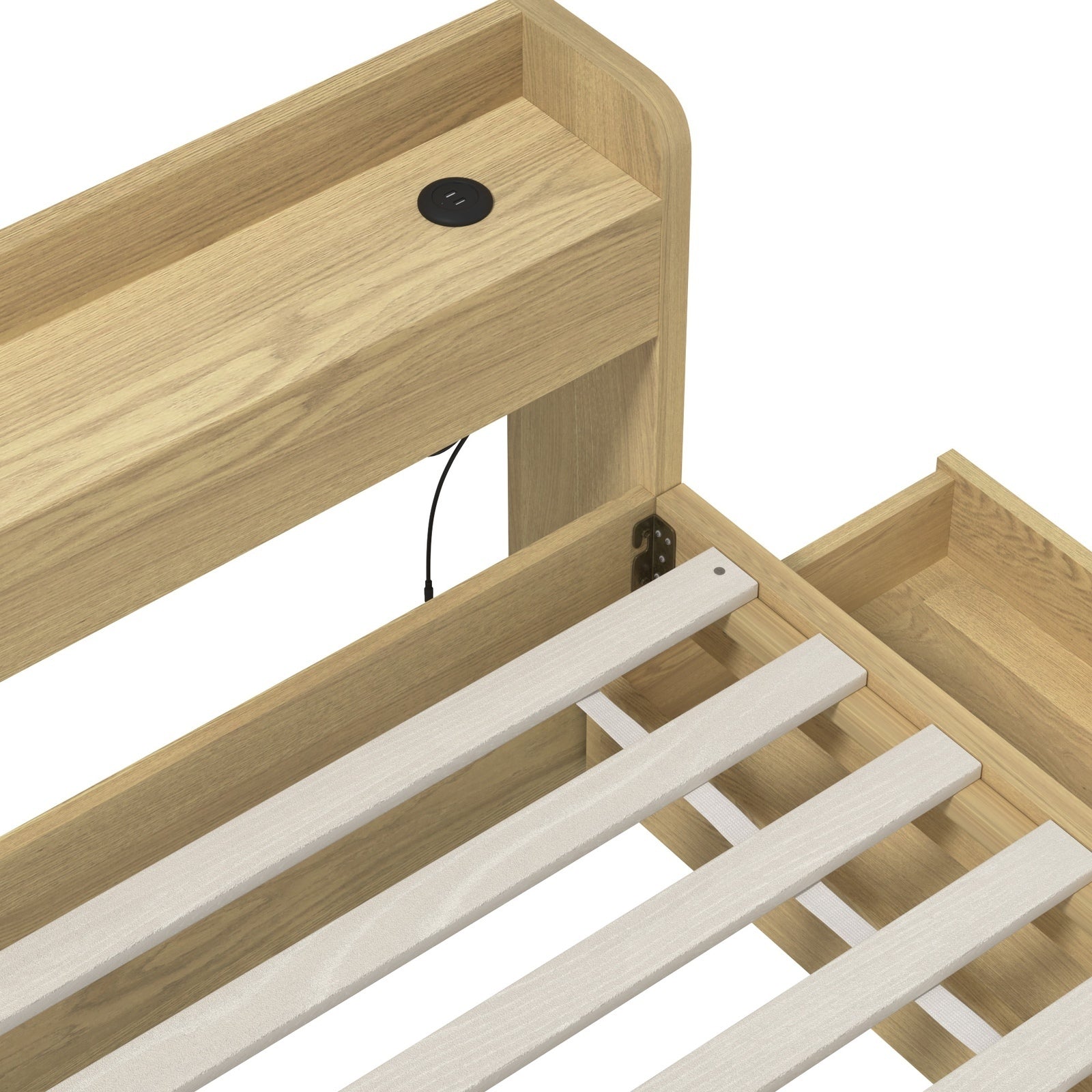 Oikiture Bed Frame Queen Double King Single Size with Charging Ports 2 Drawers - Sunyee